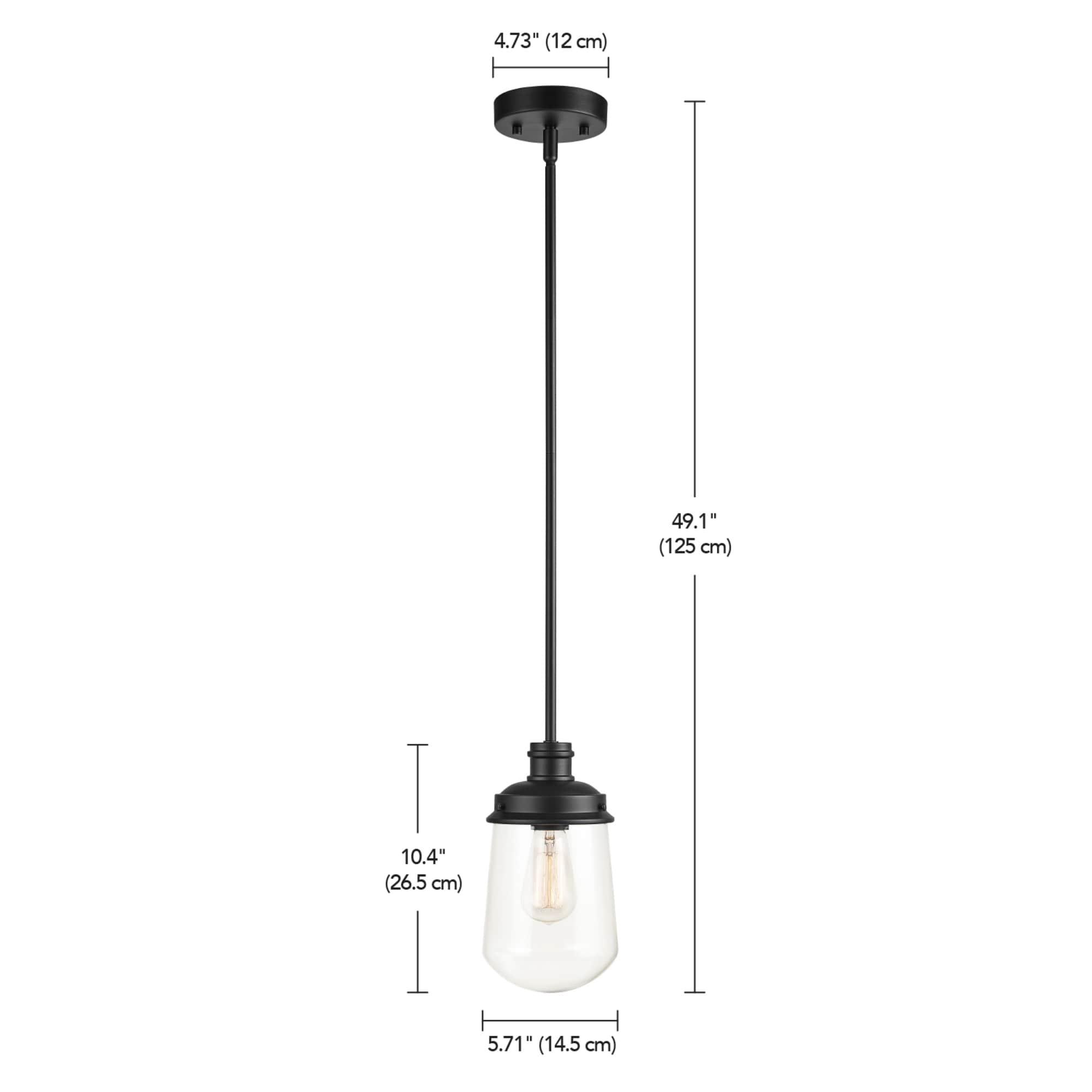 Globe Electric Abraham 1-Light Matte Black Pendant Lighting with Clear Glass Shade and Bulb Included, 61257