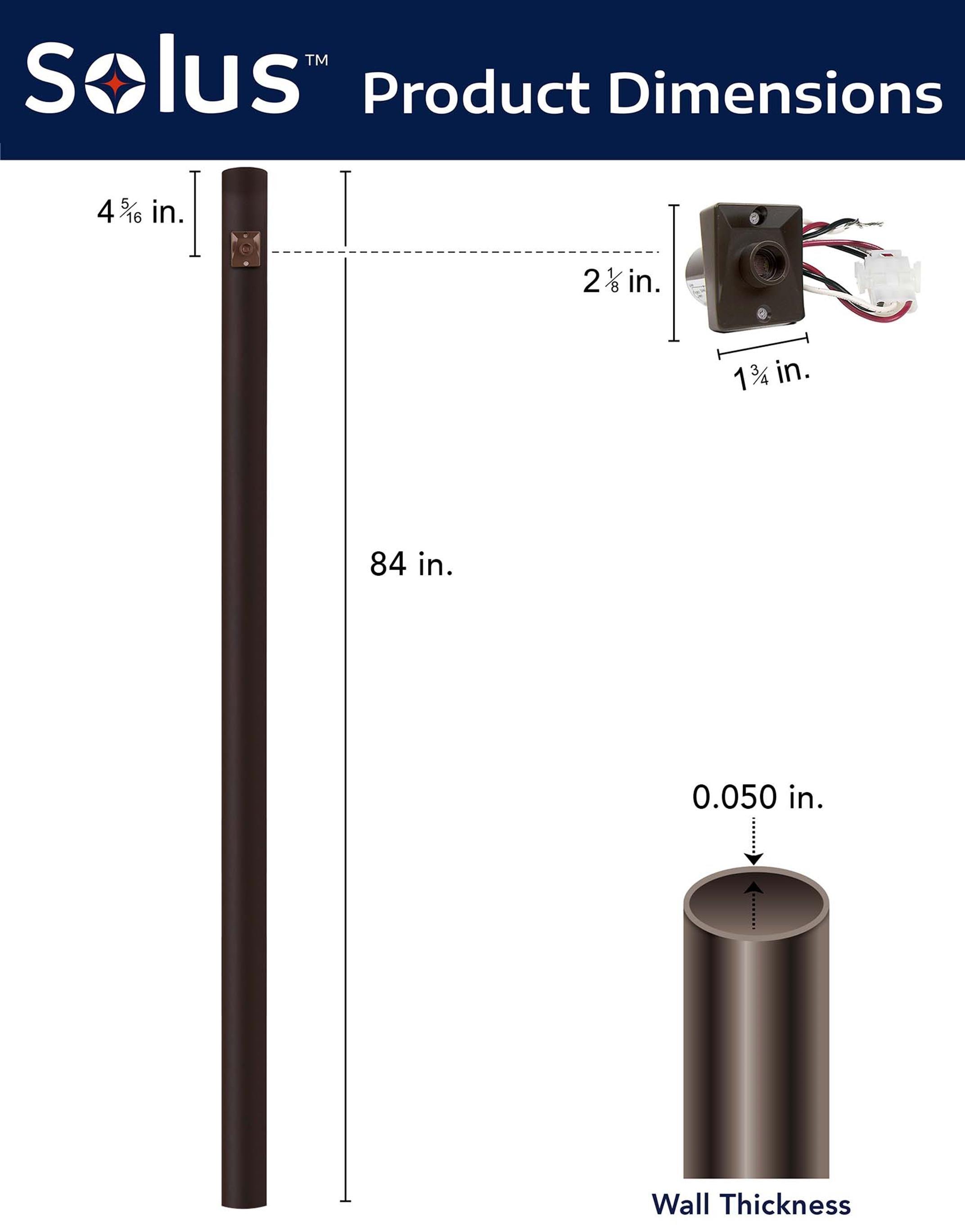 Solus 8-320NCA Direct Burial Lamp Post with Dusk To Dawn Photo Sensor, Fits 3" Post Top Fixtures, Includes Inlet Hole