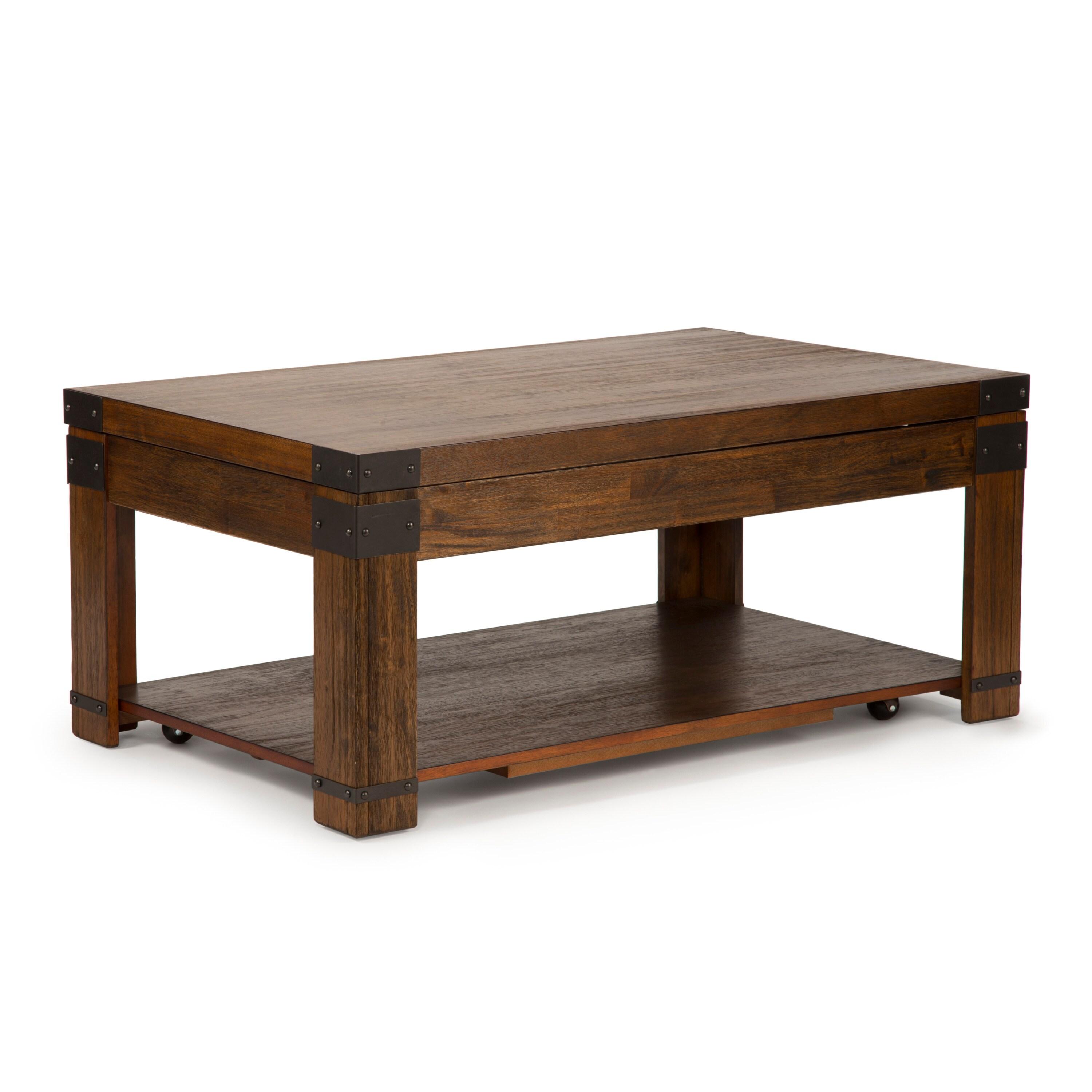 Steve Silver Arusha Indoor Rustic Rectangle Lift Top Coffee Table with Shelf, Brown