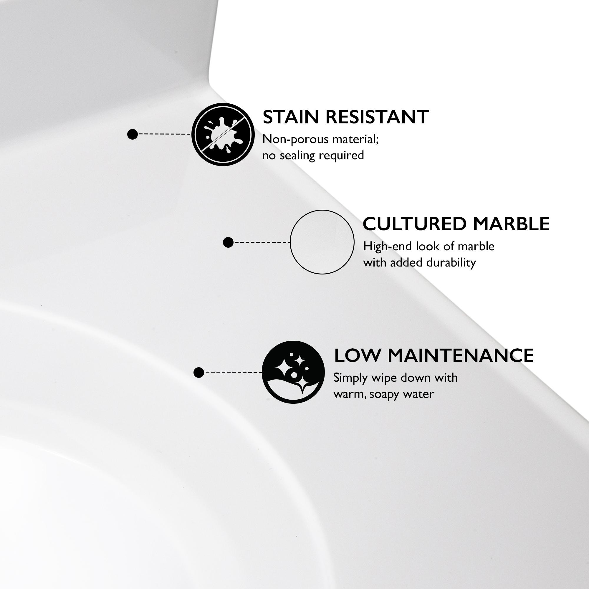 73 Inch Cultured Marble Vanity Top Two Sinks with Backsplash, White