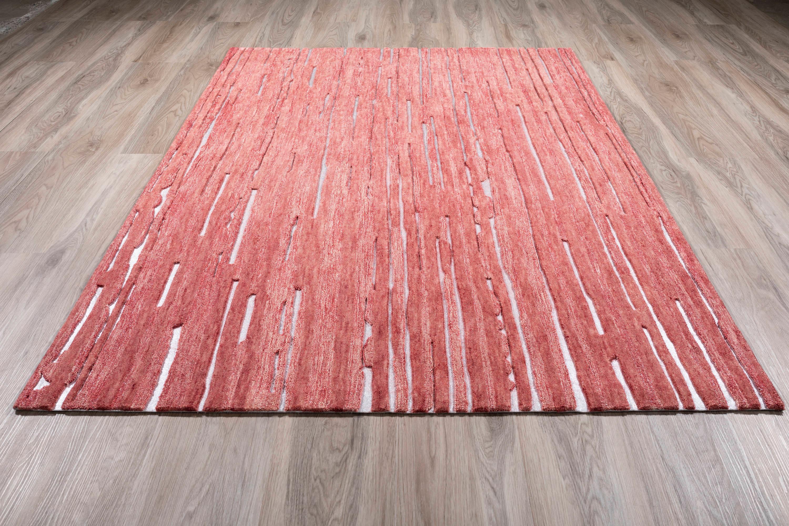 Addison Rugs Addison Dazzle Modern Hand Spun Wool and Metallic Area Rug Sangria 5'X7'6" 5' x 8'