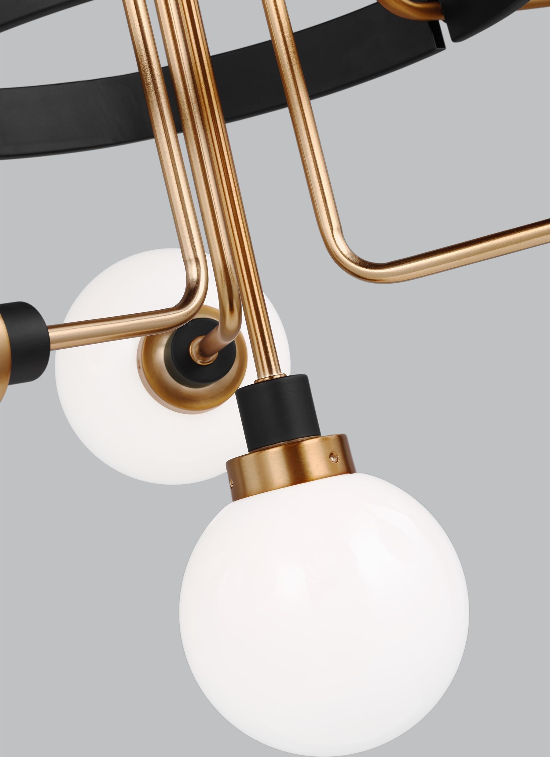 Rowan Satin Brass 7-Light Outdoor Chandelier with Etched Opal Glass Shades