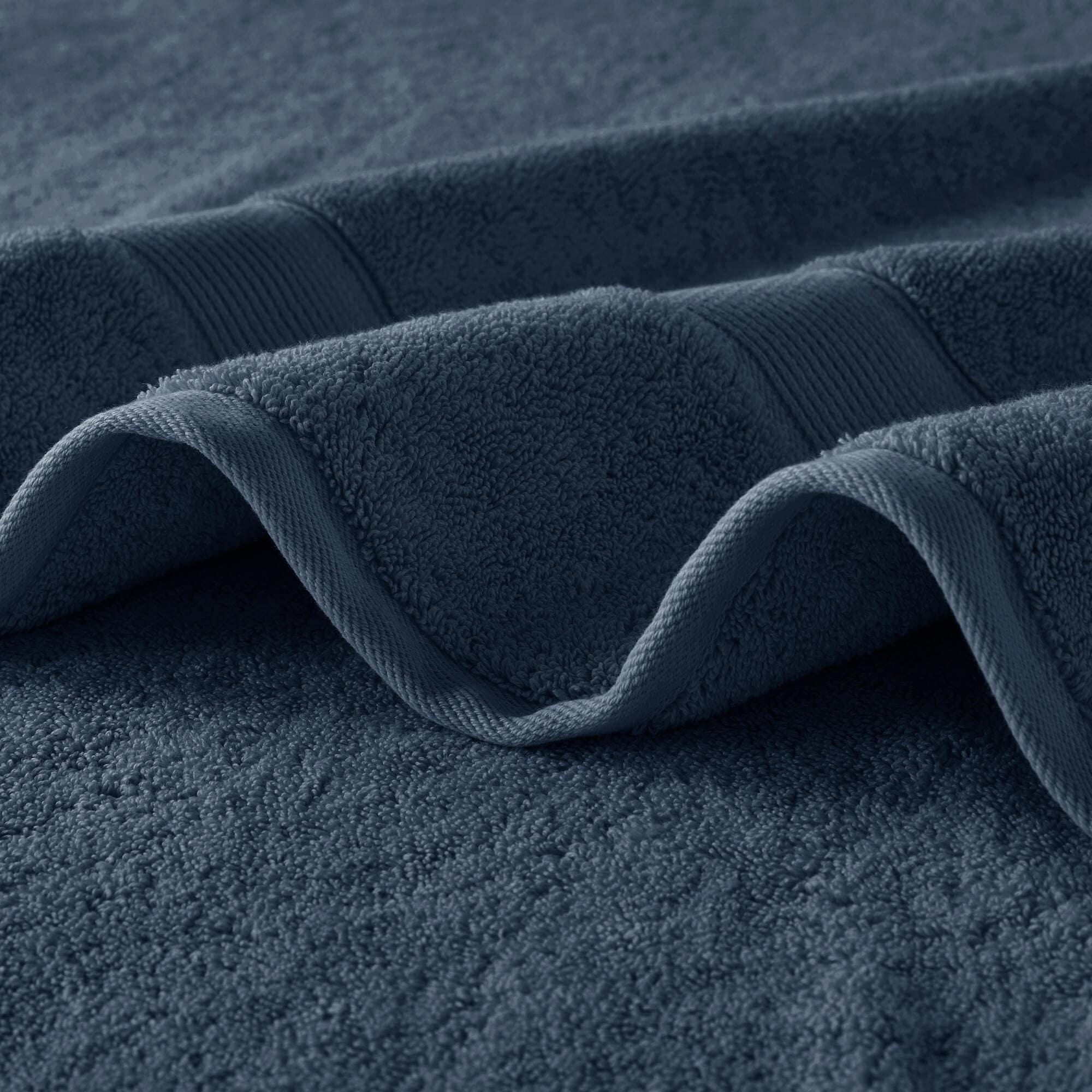 8pc Cotton Bath Towel Set Navy: Madison Park, Heavyweight Terry, OEKO-TEX Certified