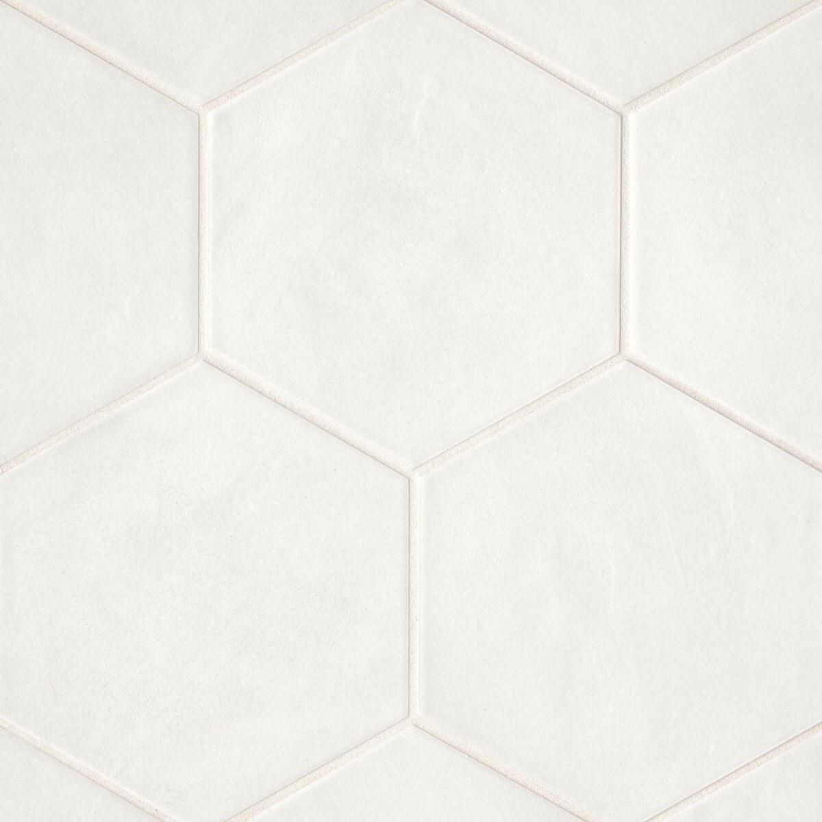 Bedrosians Allora Hexagon Matte Porcelain Tile 8.5" x 10", Solid White (29-Pack, 12.67 SF)