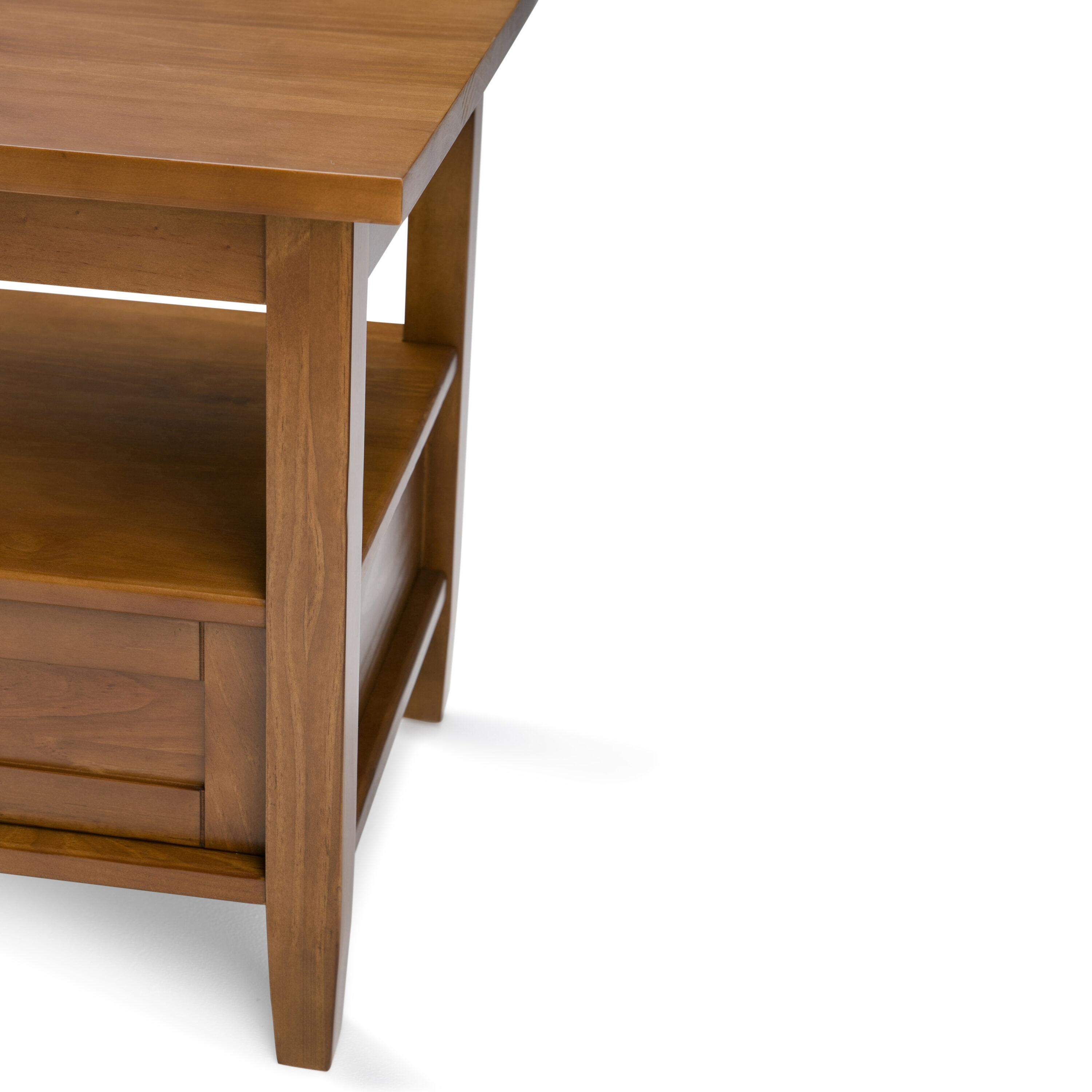 Warm Solid Wood End Table with Storage