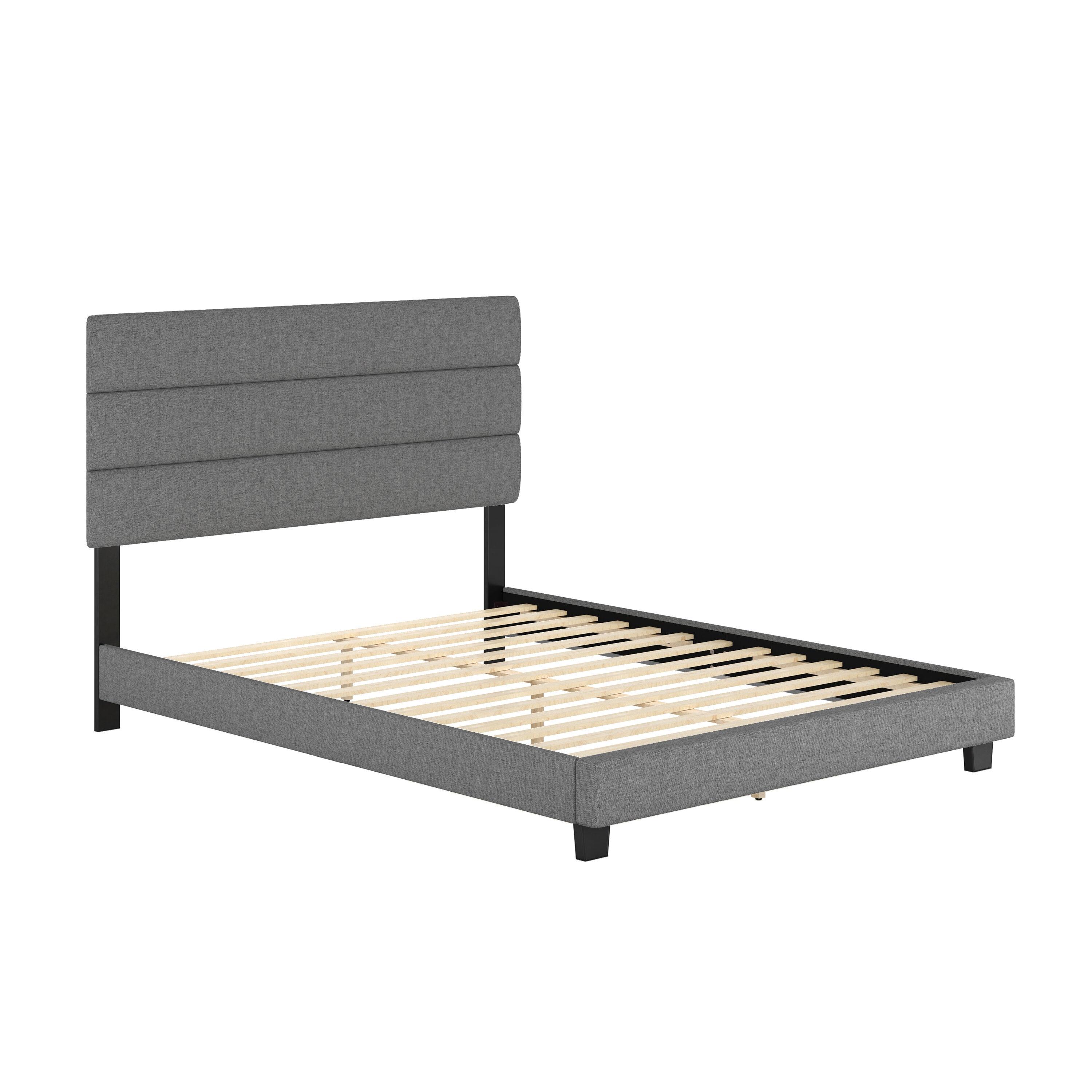 Boyd Sleep Boyd Sleep Sicily Upholstered Linen Tri Panel Platform Bed Frame with Adjustable Height Headboard, Sturdy 13 Slat Support System, No Box Spring Required