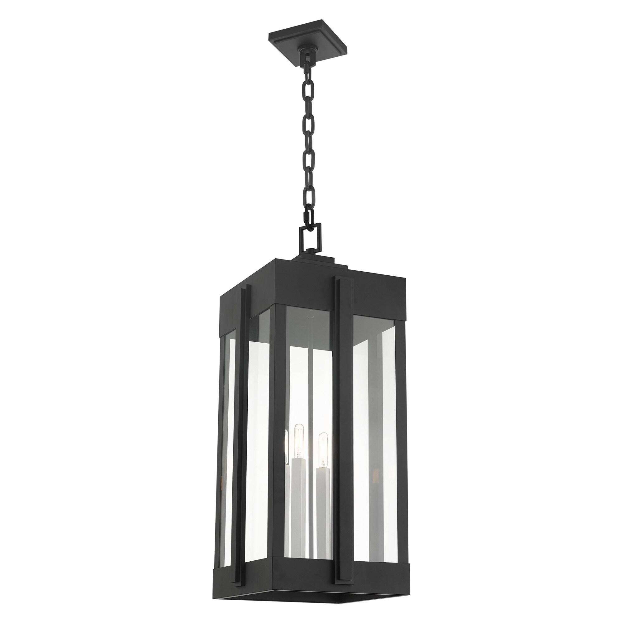 27720-04-Livex Lighting-Lexington - 4 Light Outdoor Pendant Lantern in Art Deco Style - 12.63 Inches wide by 29.88 Inches high-Black Finish