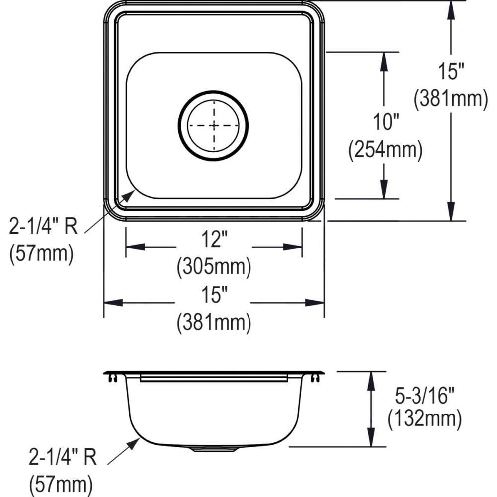 Dayton 15" L x 15" W Drop-In Bar Sink