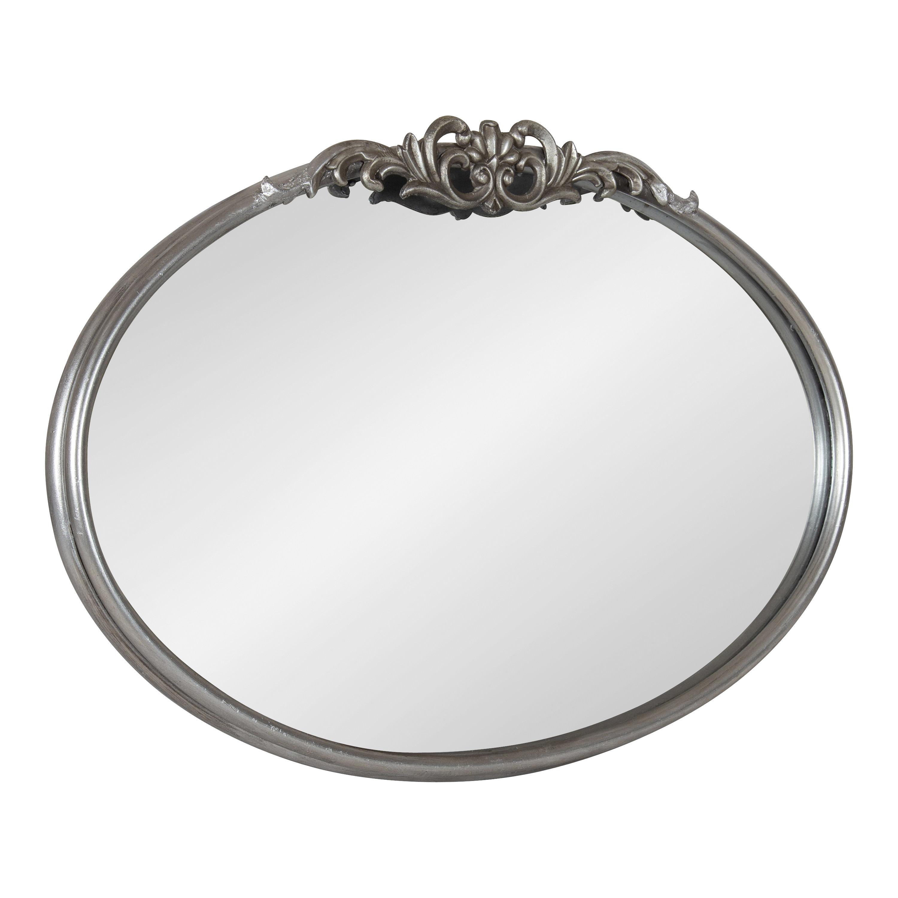 Kate & Laurel All Things Decor 27"x18.75" Arendahl Traditional Vertical Oval Wall Mirror Silver: No Assembly, Metal Frame, Wall Mount
