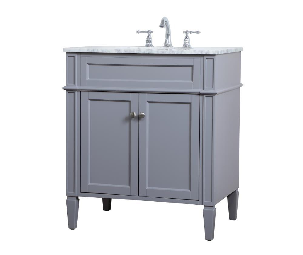 Elegant Decor Williams 30" Single Marble Top Bathroom Vanity in Gray