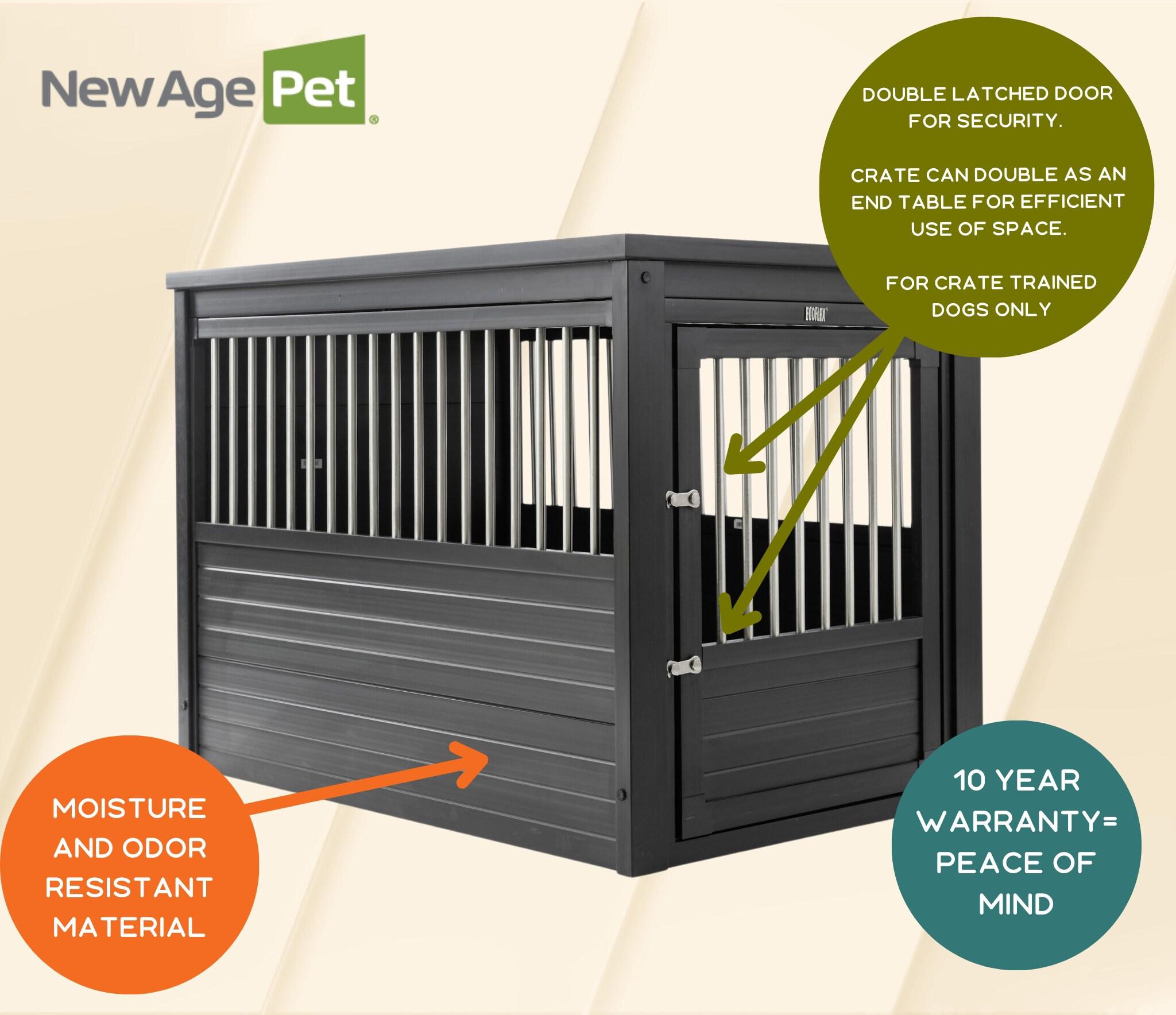 New Age Pet ECOFLEX Dog Crate End Table - Furniture-Style Pet Crate for Crate Trained Dogs - Stainless Steel Tubing & a Latched Closure - 10 Year Manufacturer's Warranty