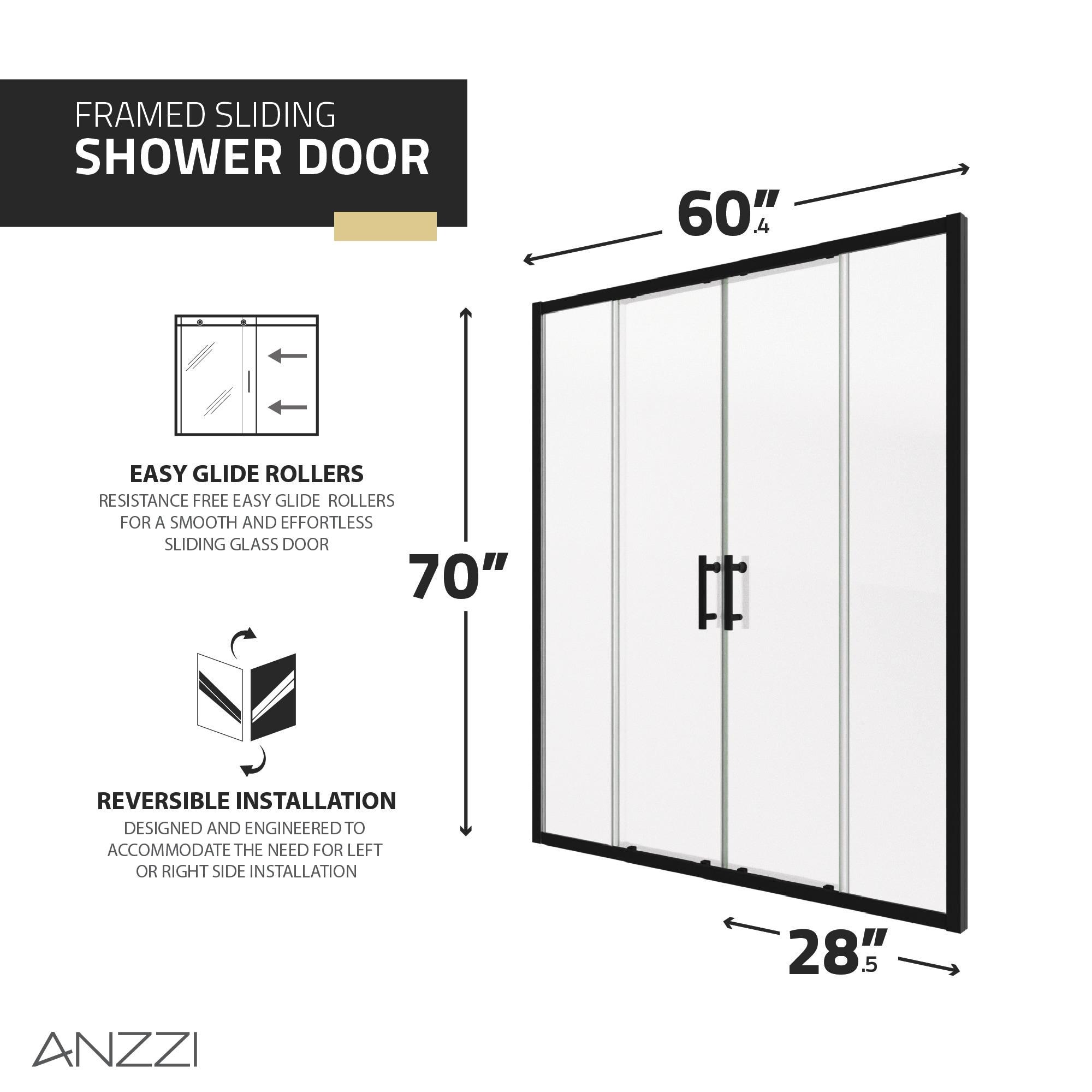 60" - 60.4" W x 70" H Framed Shower Door