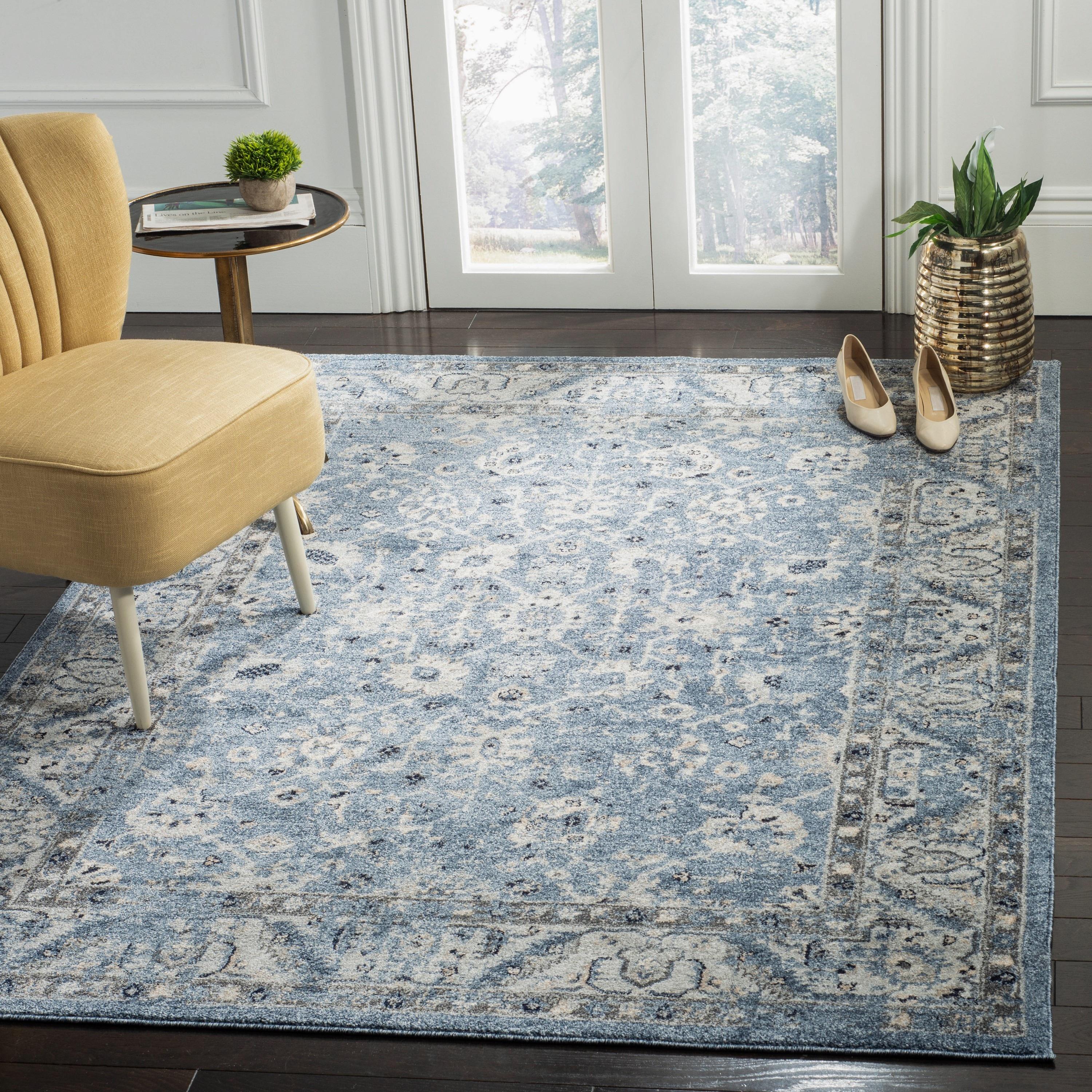 Charleston CHL413 Loomed Indoor Area Rug - Navy/Light Grey - 6'7"x6'7" - Safavieh
