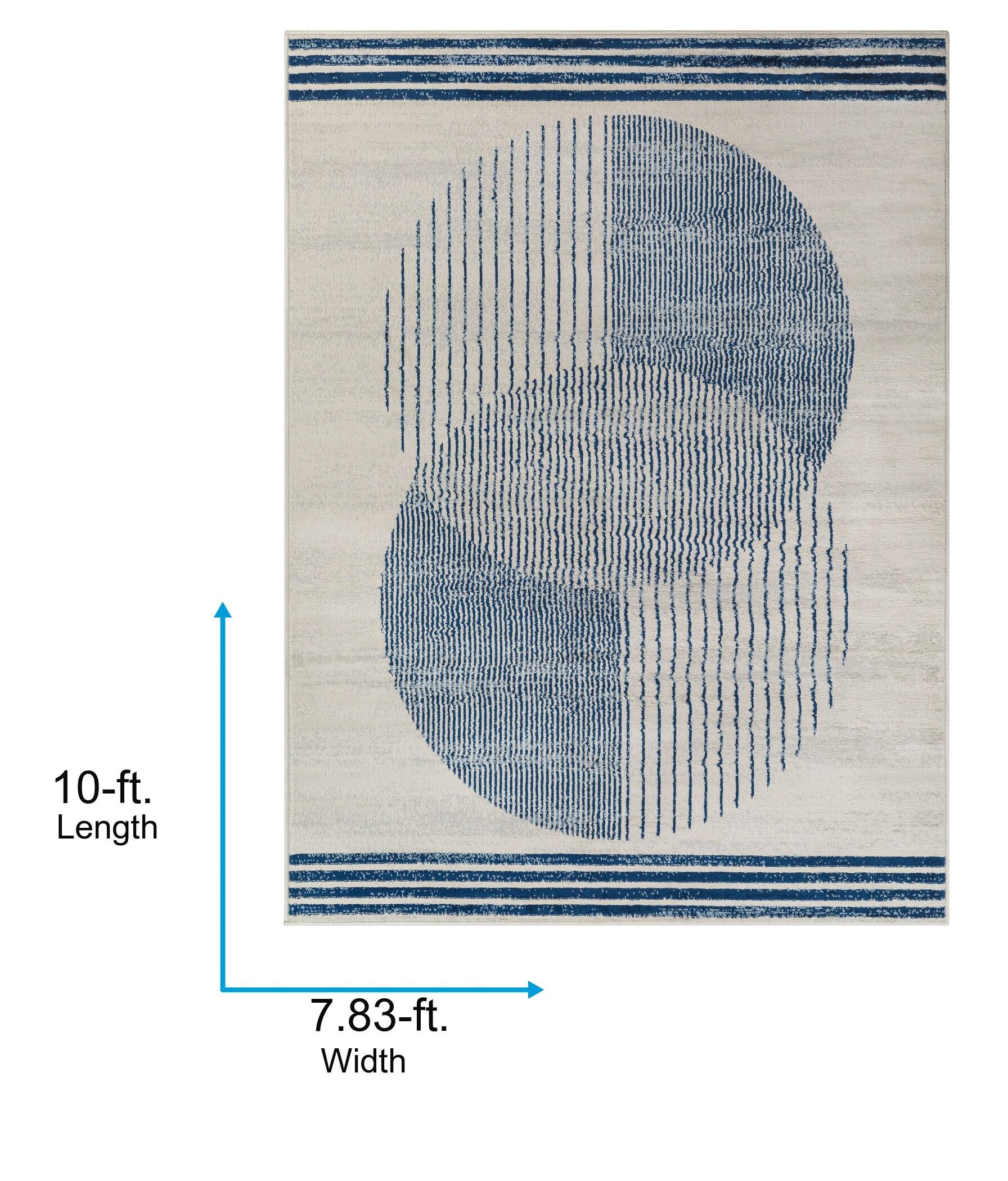 Blue Rectangular 8' x 10' Synthetic Reversible Area Rug