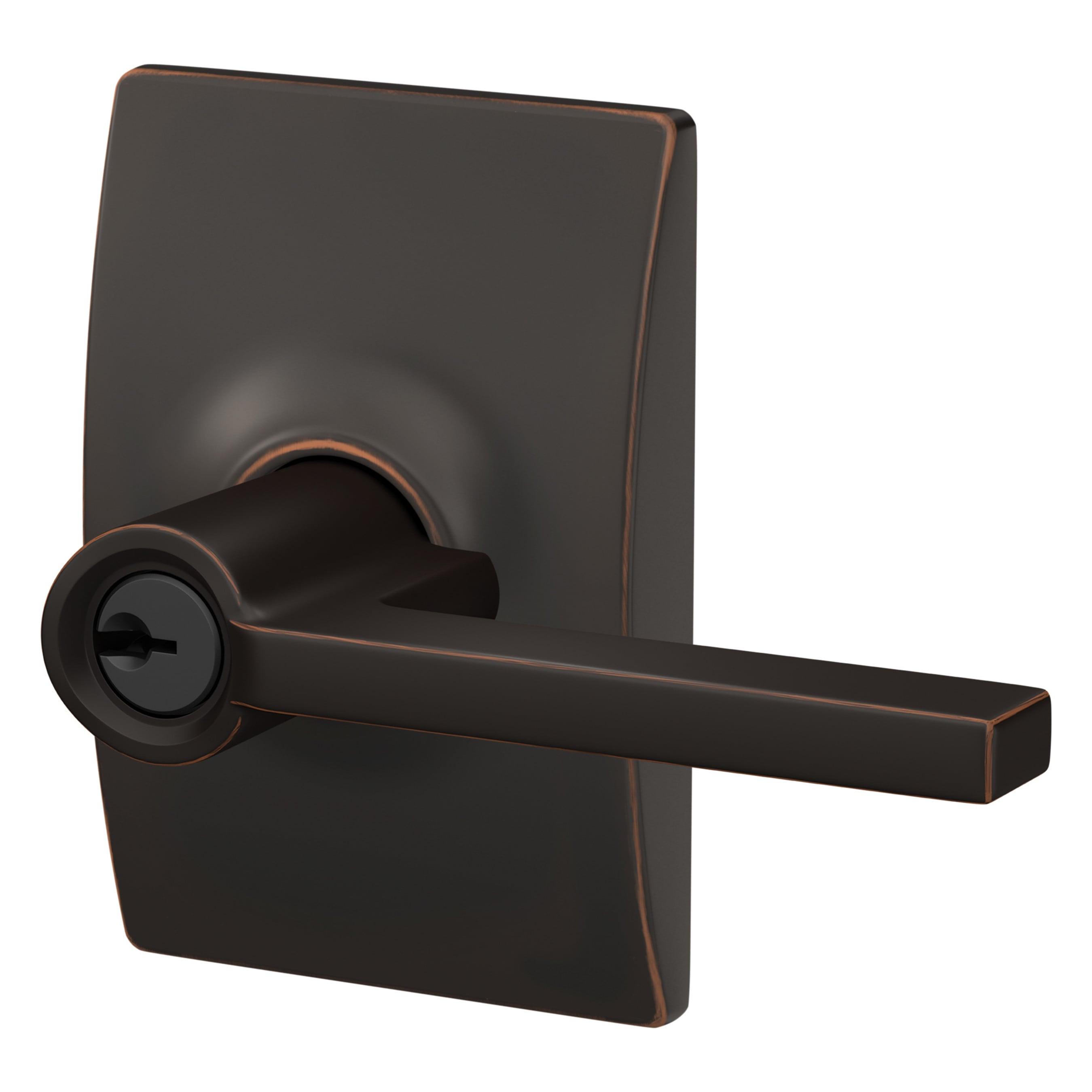 Latitude Aged Bronze Keyed Entry Door Handle with Century Trim