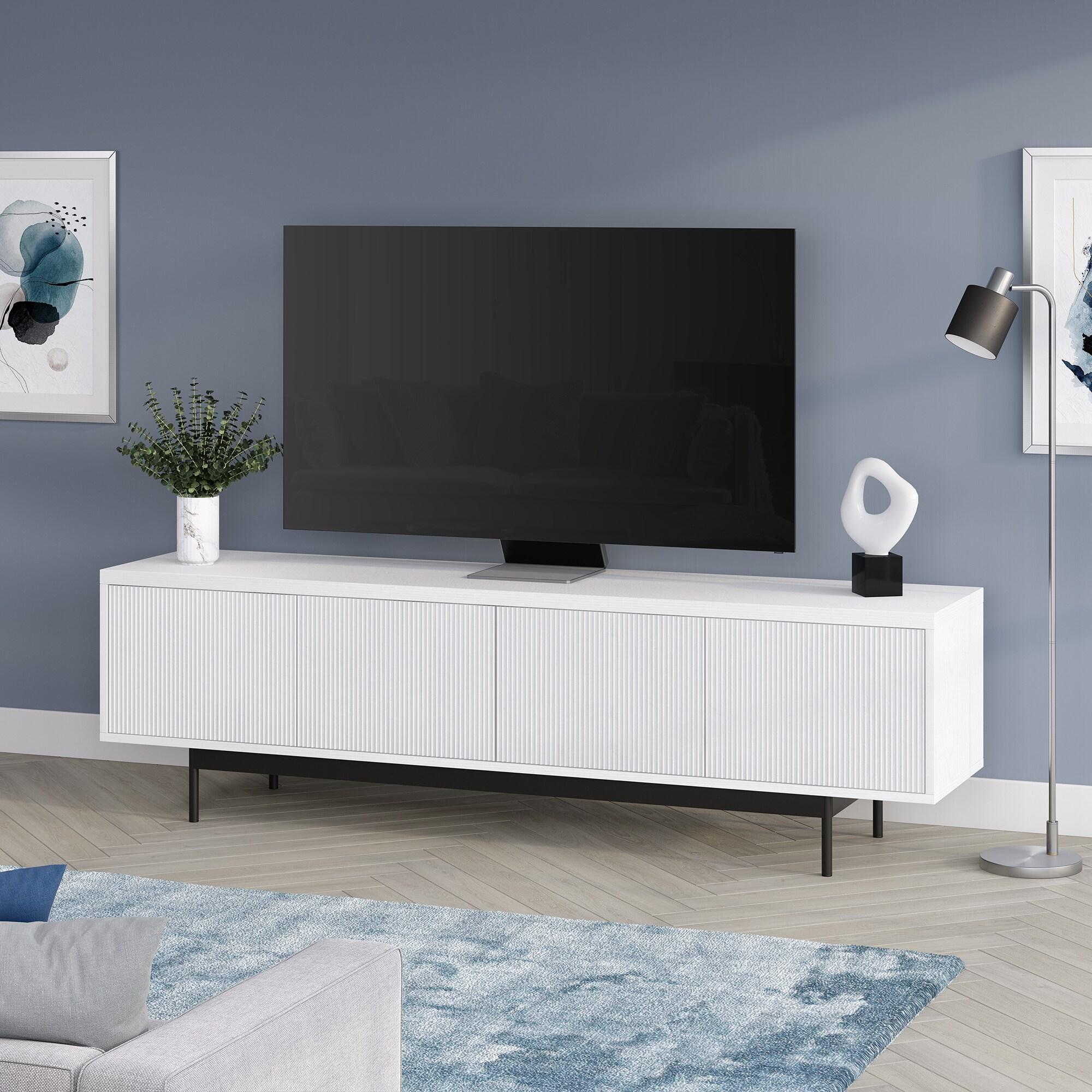 Evelyn&Zoe Whitman Rectangular TV Stand for TV's up to 75", White