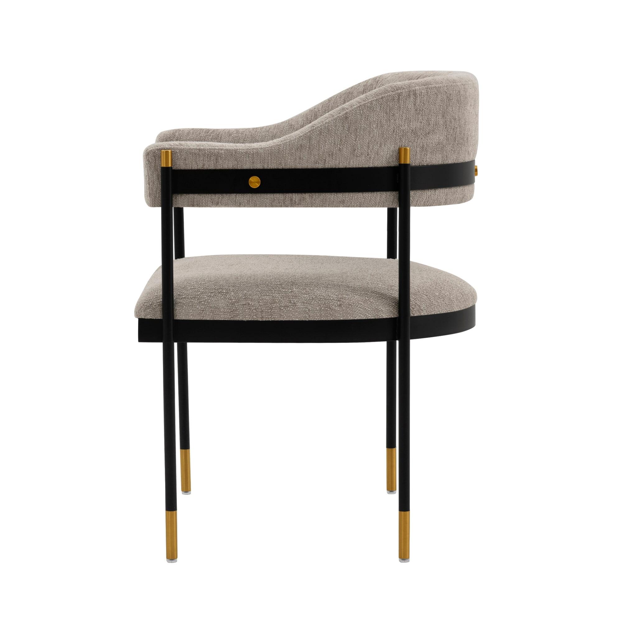 Set of 2 Lia Modern Boucle Upholstered Dining Armchairs Stone Gray - Manhattan Comfort: Brushed Gold Accents, No Assembly Required