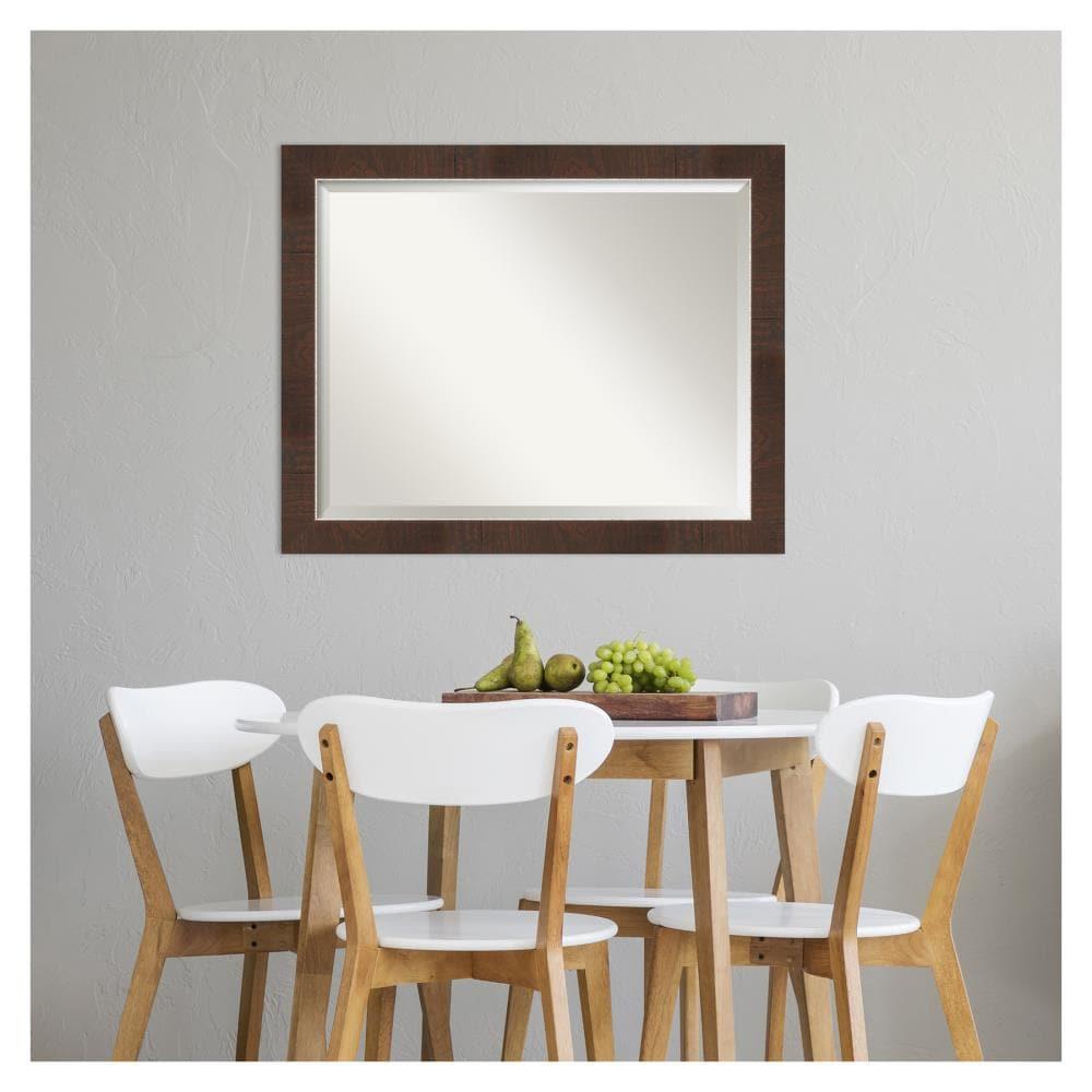 Amanti Art 32" x 26" Wildwood Framed Bathroom Vanity Wall Mirror Brown: Modern Rectangle, Beveled, Wall Mount, Polystyrene Frame