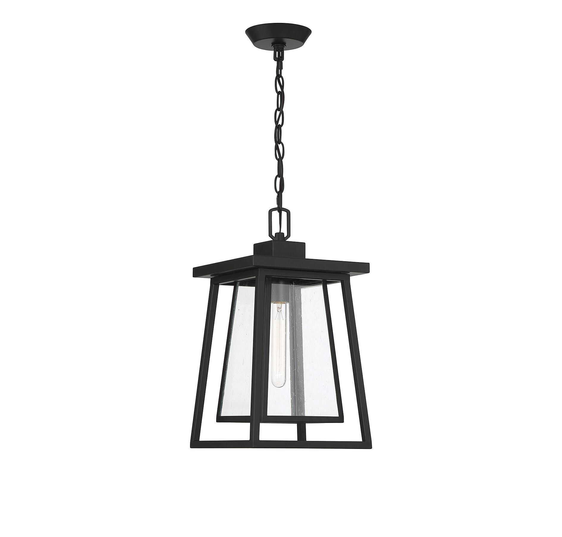 Denver Matte Black Glass Outdoor Hanging Lantern