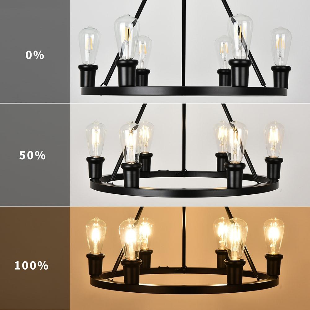 Matte Black Metal Wagon Wheel 6-Light Chandelier