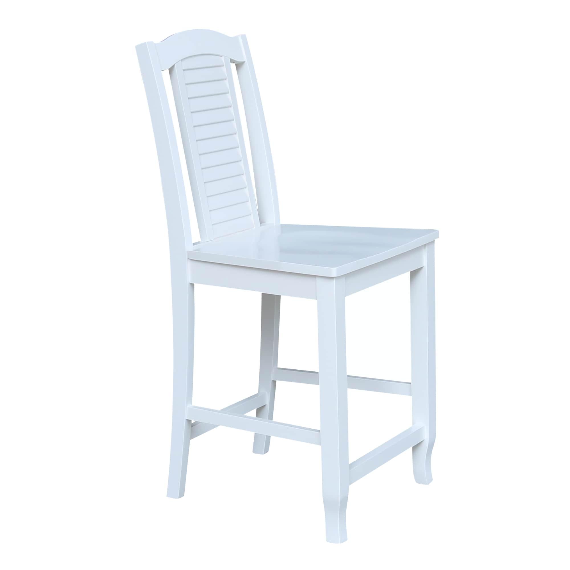 International Concepts Seaside Solid Wood Counter Height Stool, White