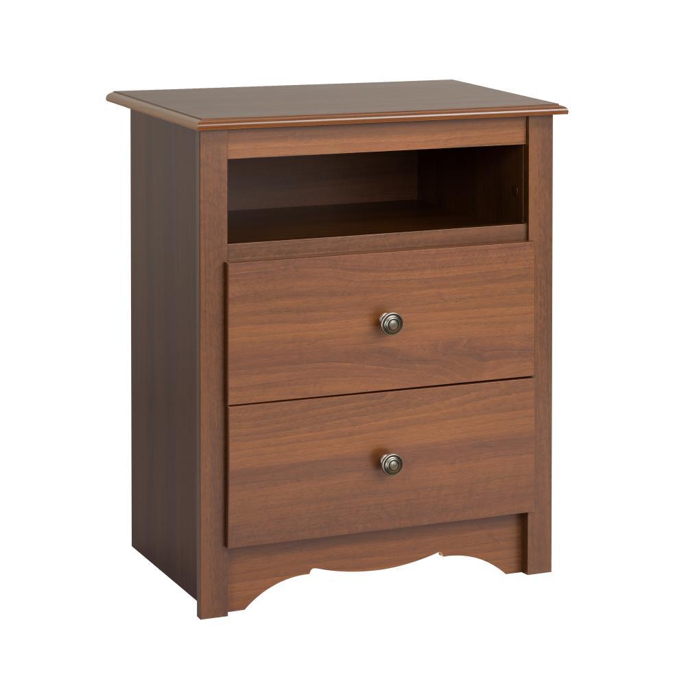 Open Shelf Nightstand Cherry - Monterey: Prepac Bedroom Side Table with Storage Shelf & Metal Glides