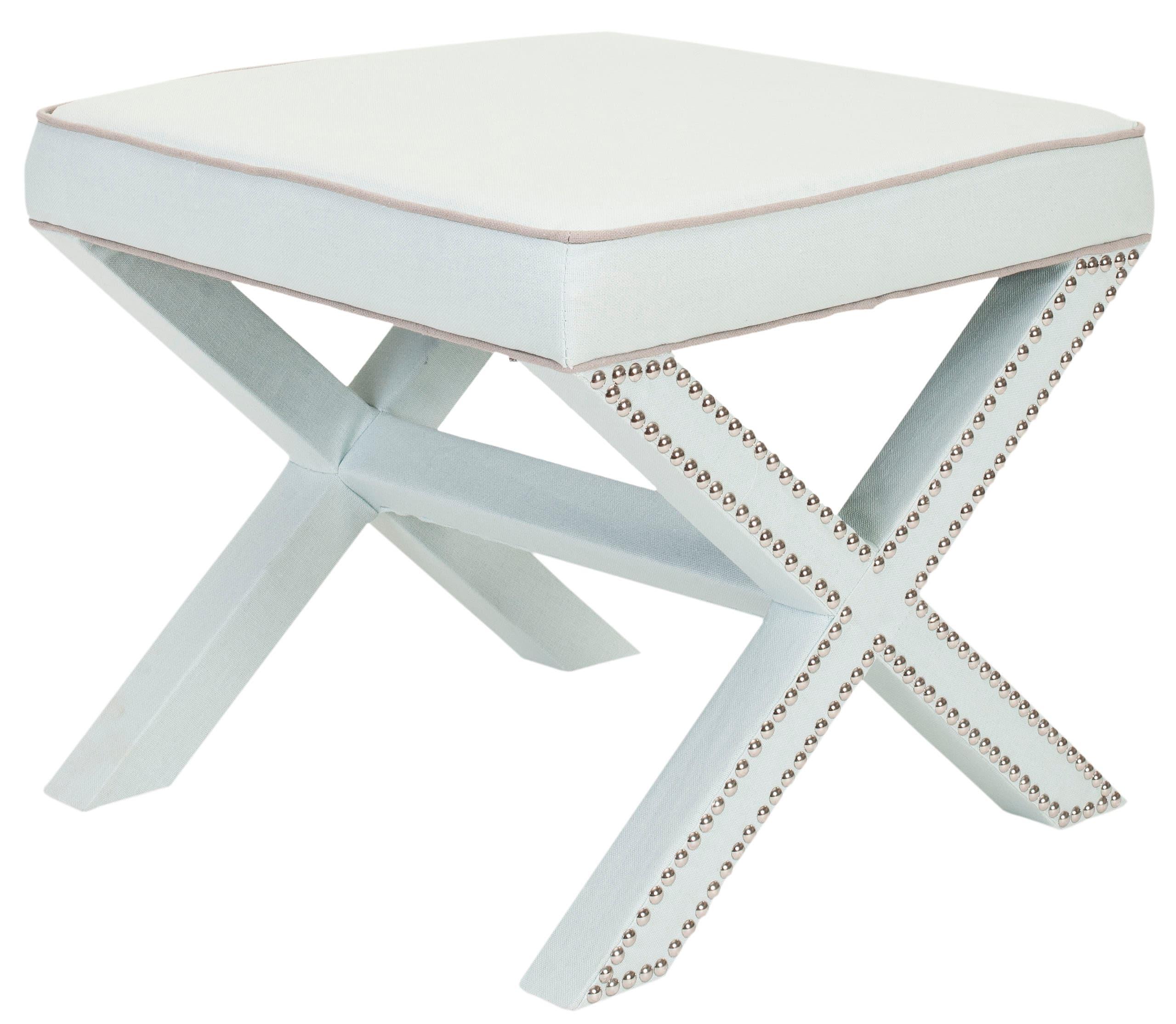 Palmer Ottoman With Silver Nailhead - MCR4589 - Robins Egg Blue - Safavieh