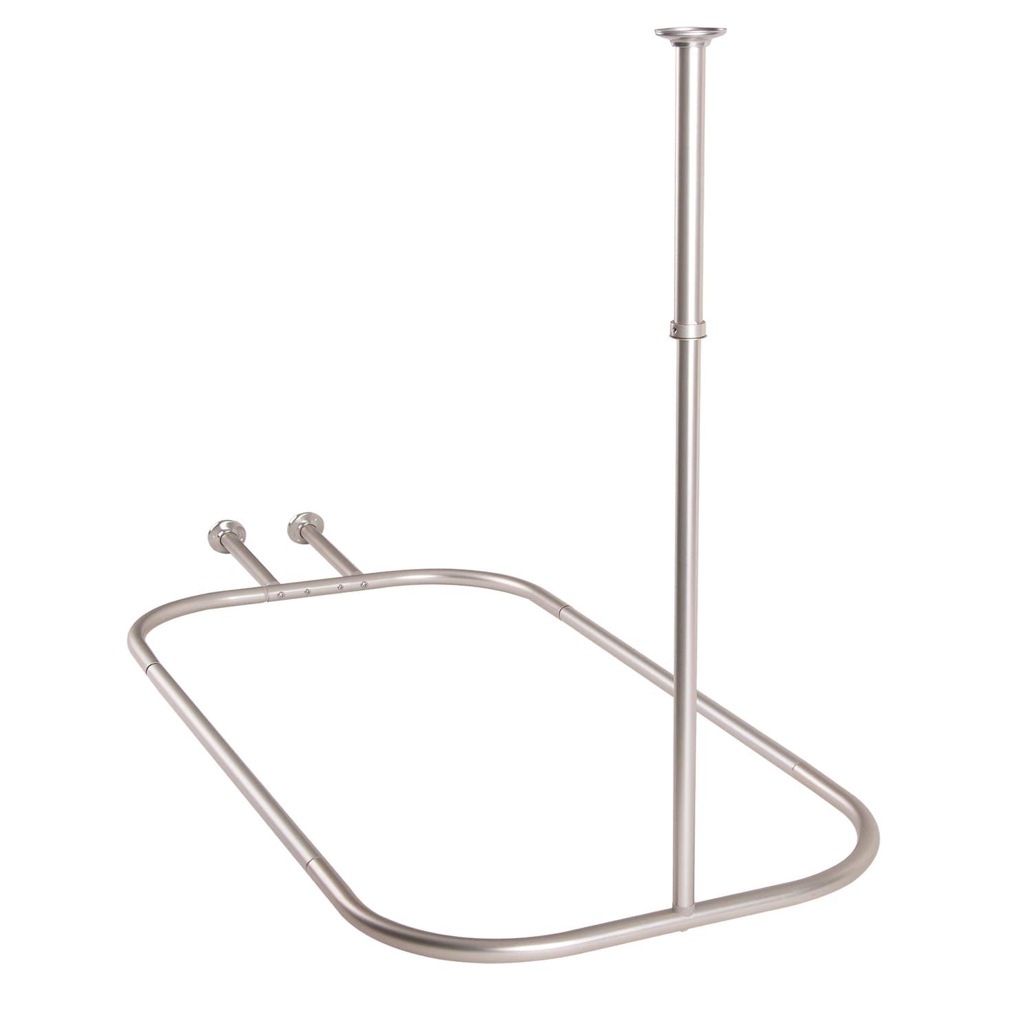 Utopia Alley Rustproof 54" L D-Shaped Fixed Shower Curtain Rod & Hook Set