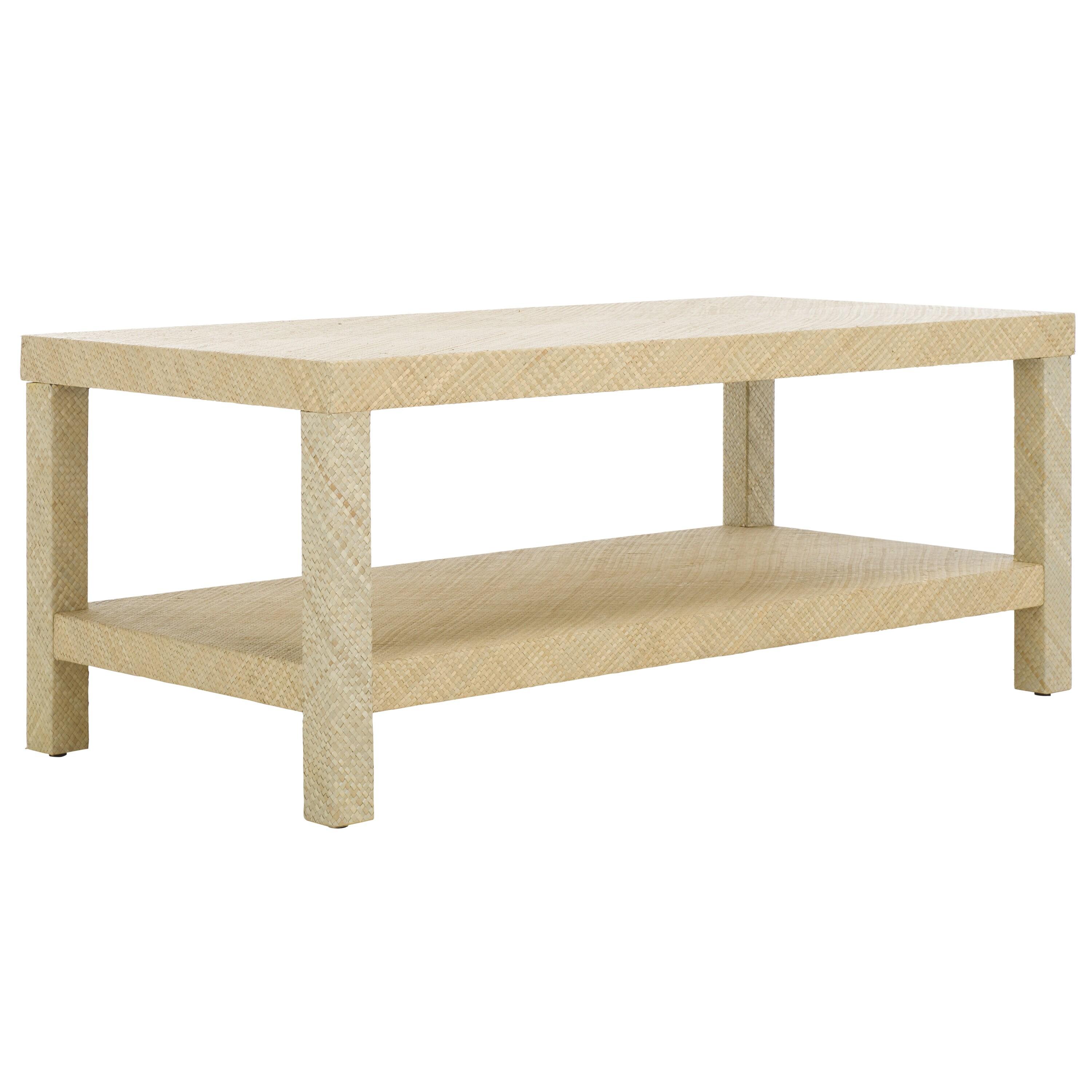 Safavieh Apis Raffia Wood 2 Shelf Coffee Table in Natural