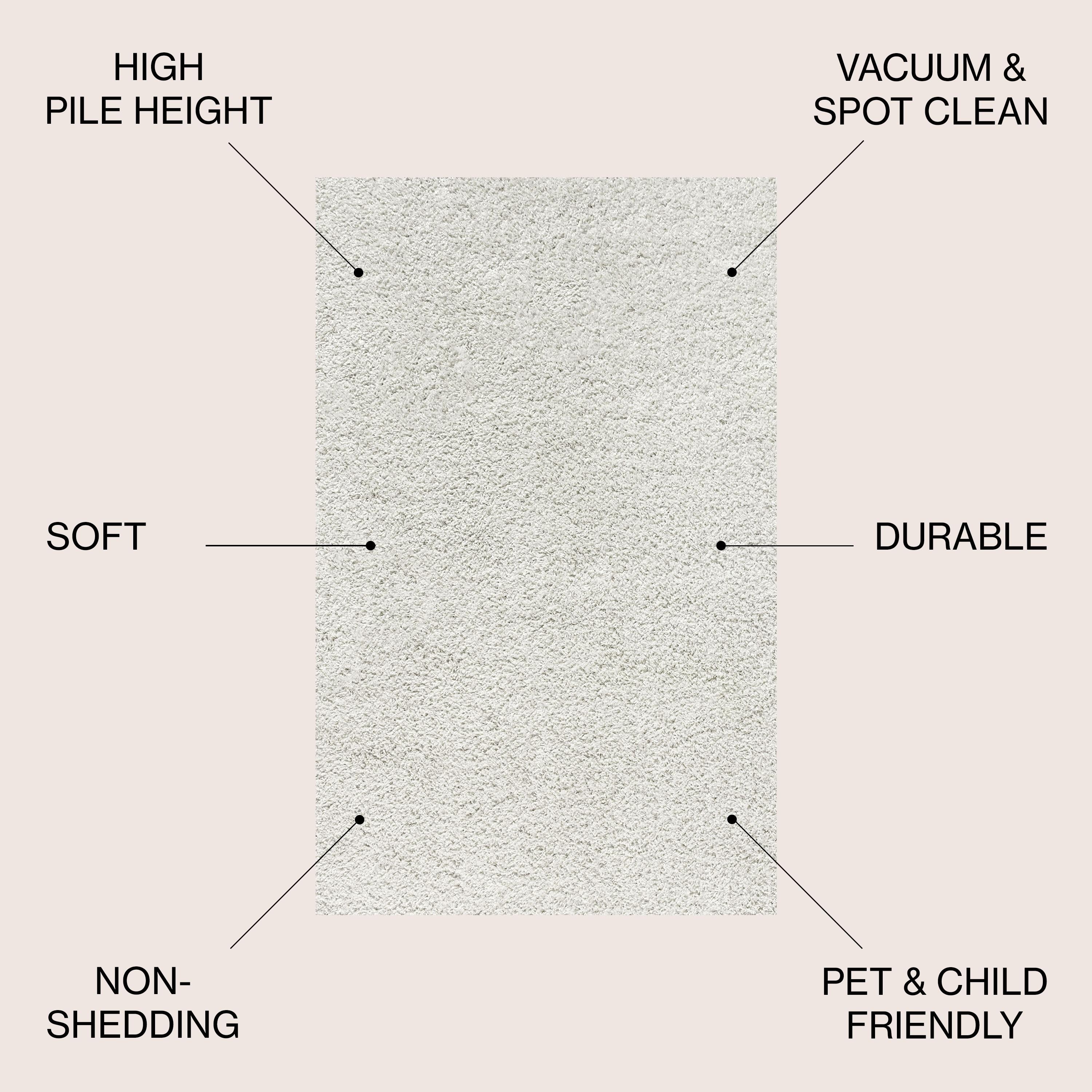 5'x8' Mercer Shag Plush Area Rug, White - JONATHAN Y