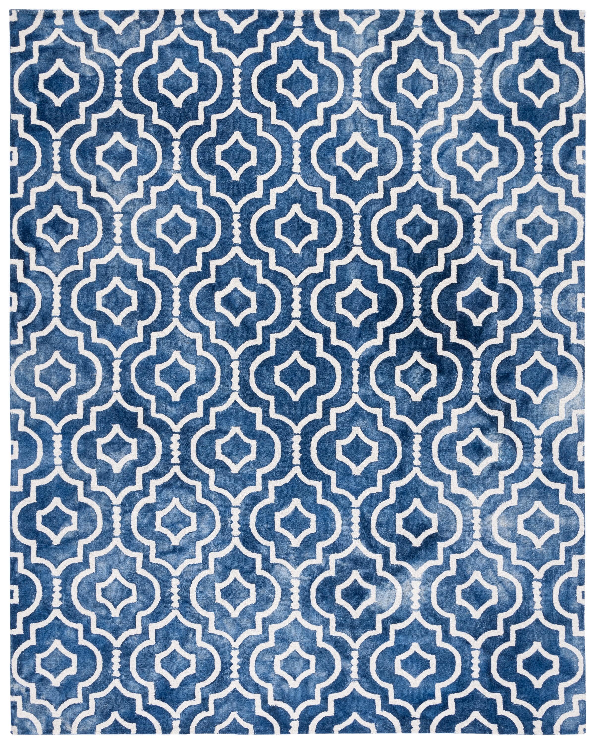 SAFAVIEH Dip Dye Lairos Distressed Wool Area Rug, Navy/Ivory, 9' x 12'