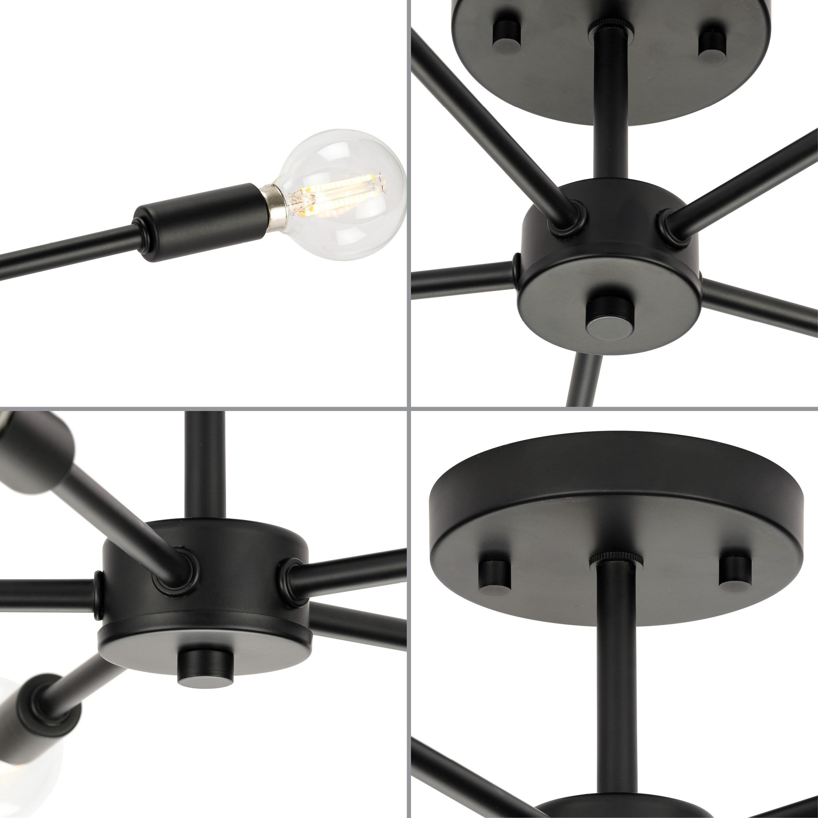 Progress Lighting, Delayne Collection, 5-Light Semi-Flush Mount, Matte Black, No Shade