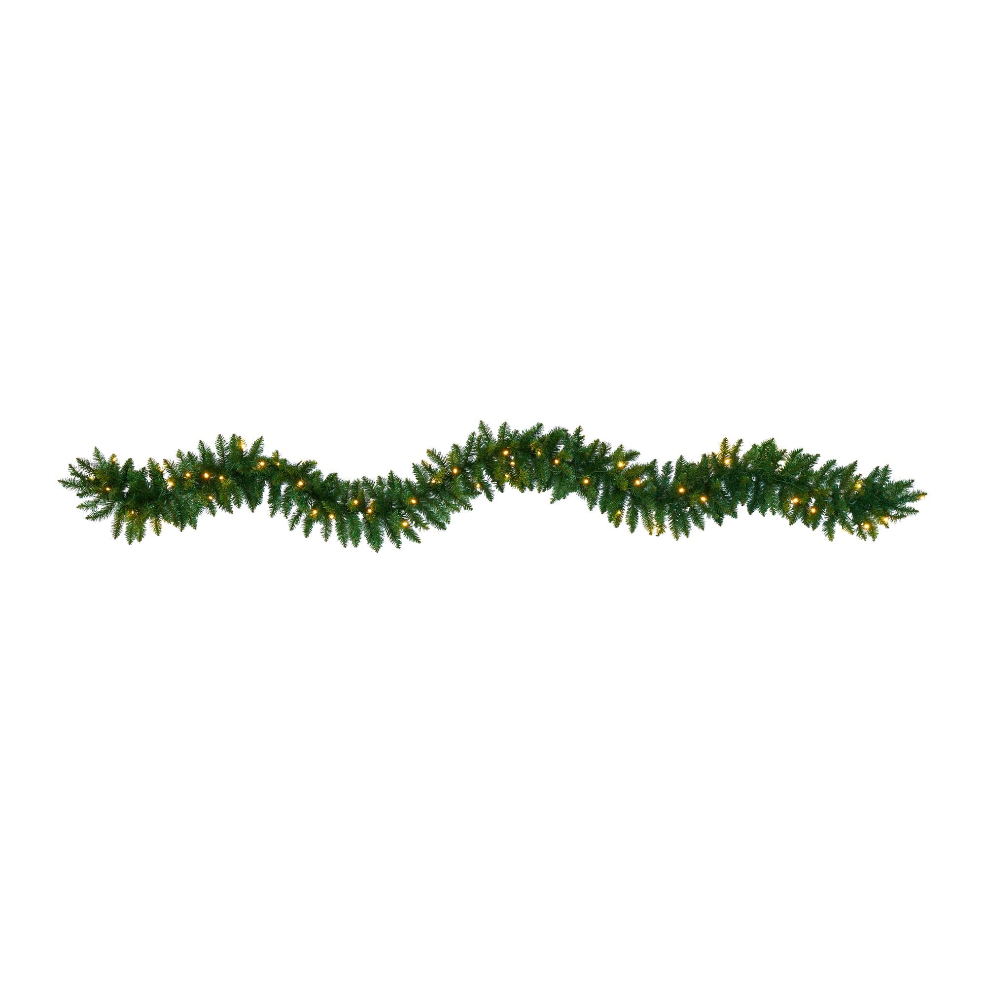 Nearly Natural 9’ Christmas Pine Artificial Garland with 50 Warm White LEDs Lights