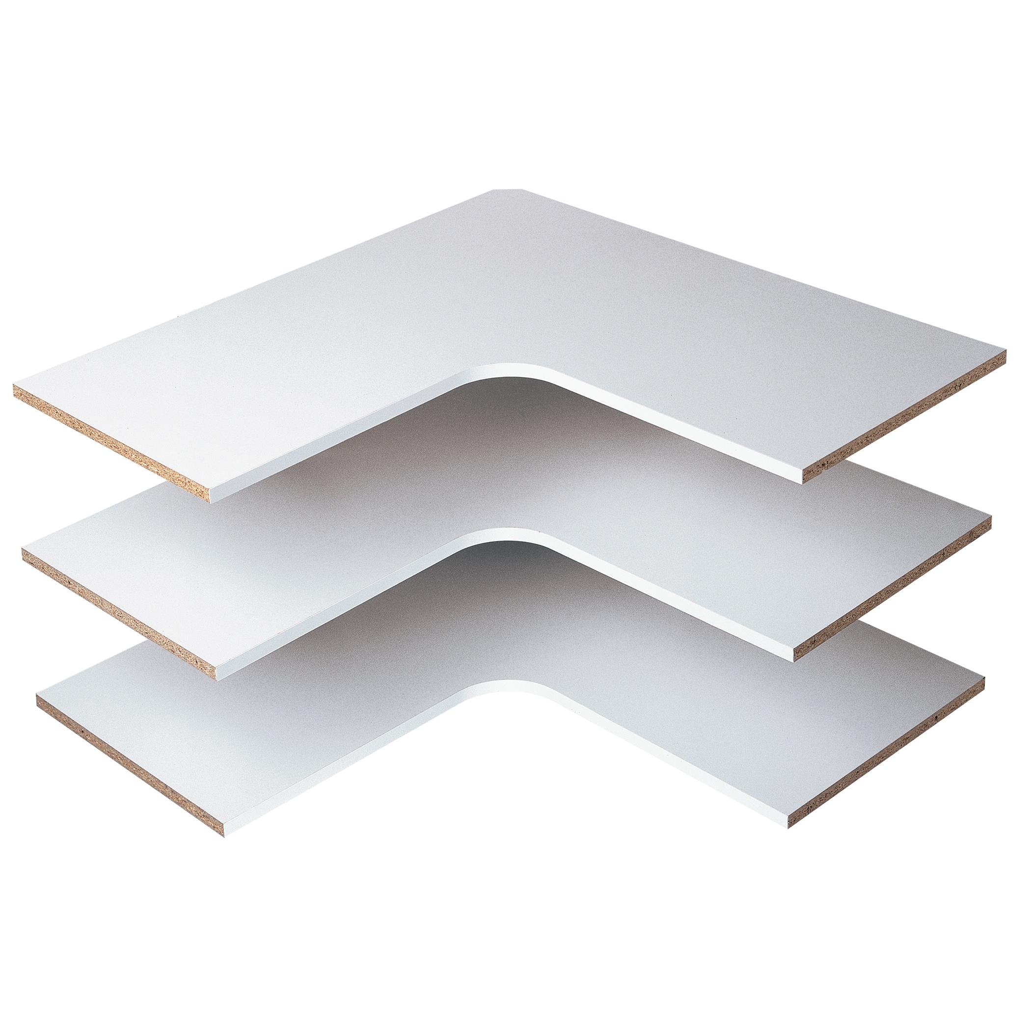 White Finished Corner Shelves with Hardware, 3-Pack