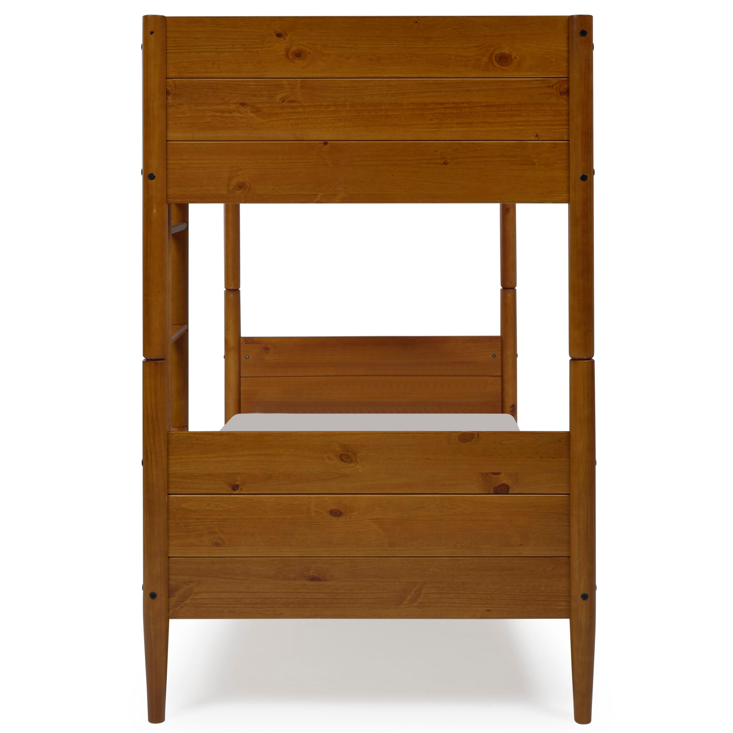 Mid Century Modern Bunk Bed Twin over Twin - Castanho Finish