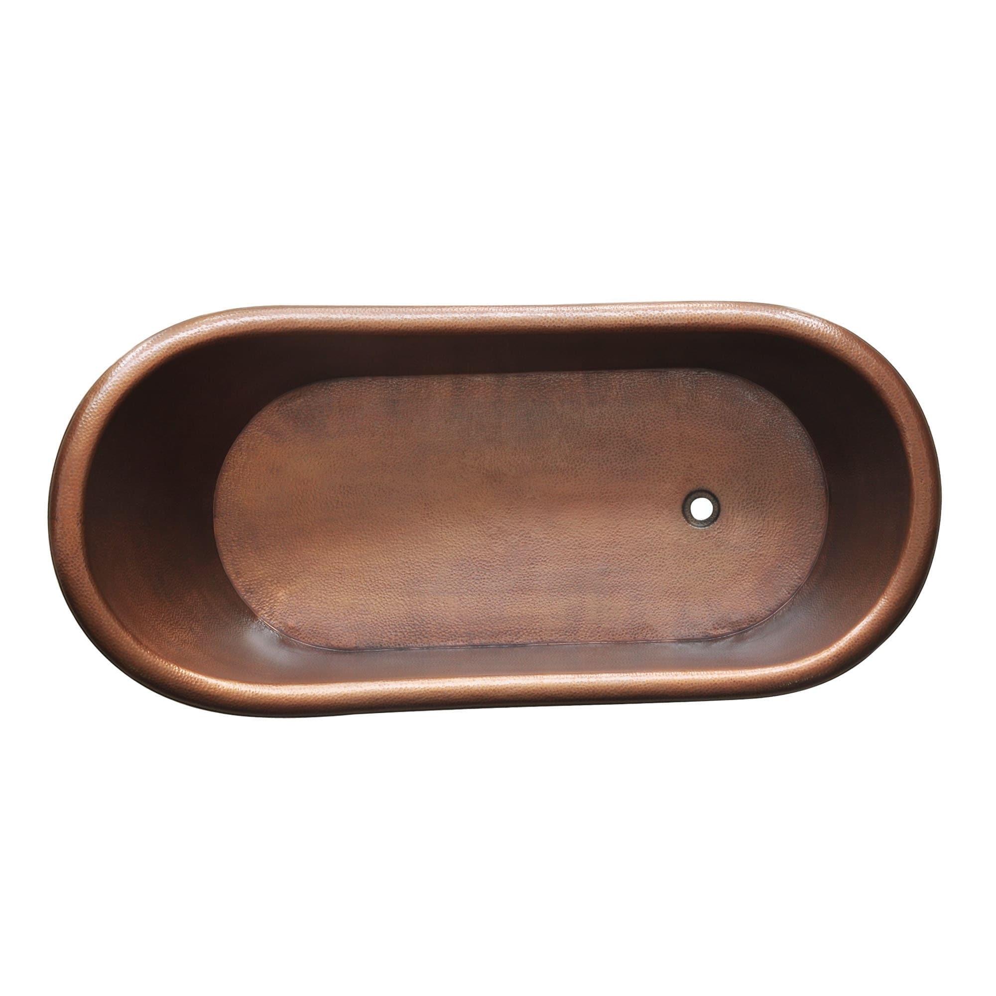 Heisenberg 5'6" Copper Freestanding Clawfoot Bathtub with No Overflow