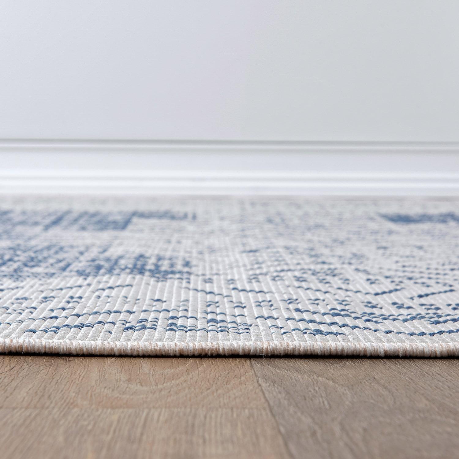 Nuloom Kandace Geometric 5x8 Indoor/Outdoor Area Rug for Living Room Patio Deck Front Porch Kitchen, Blue/Ivory