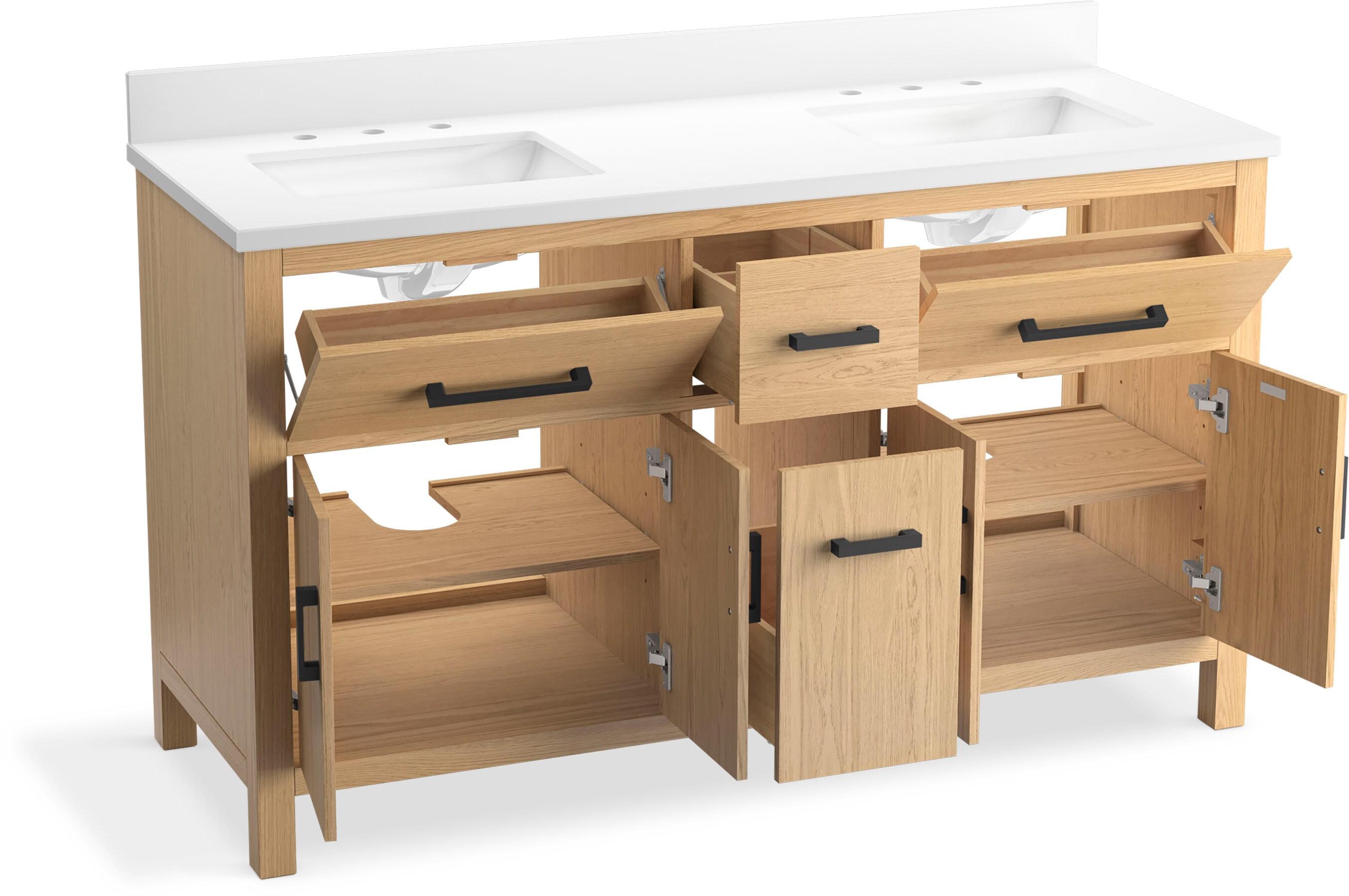 Kresla 60 In. Bathroom Vanity Cabinet With Sinks And Quartz Top
