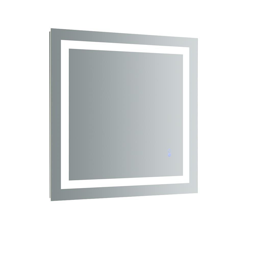 Sleek 30" Square Frameless Bathroom Vanity Mirror with LED & Defogger