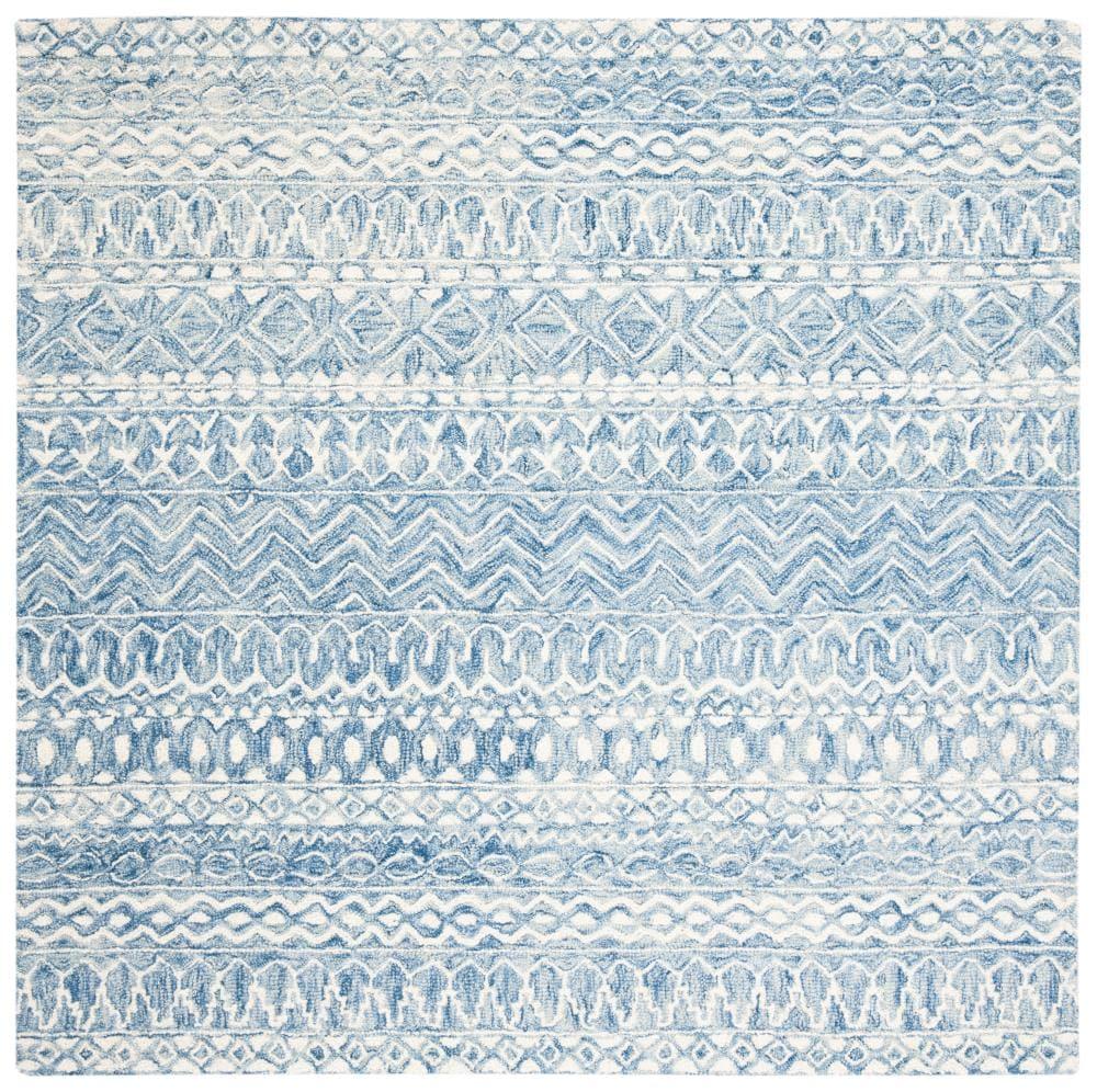Micro-Loop MLP502 Hand Tufted Indoor Area Rug - Blue/Ivory - 5'x5' - Safavieh