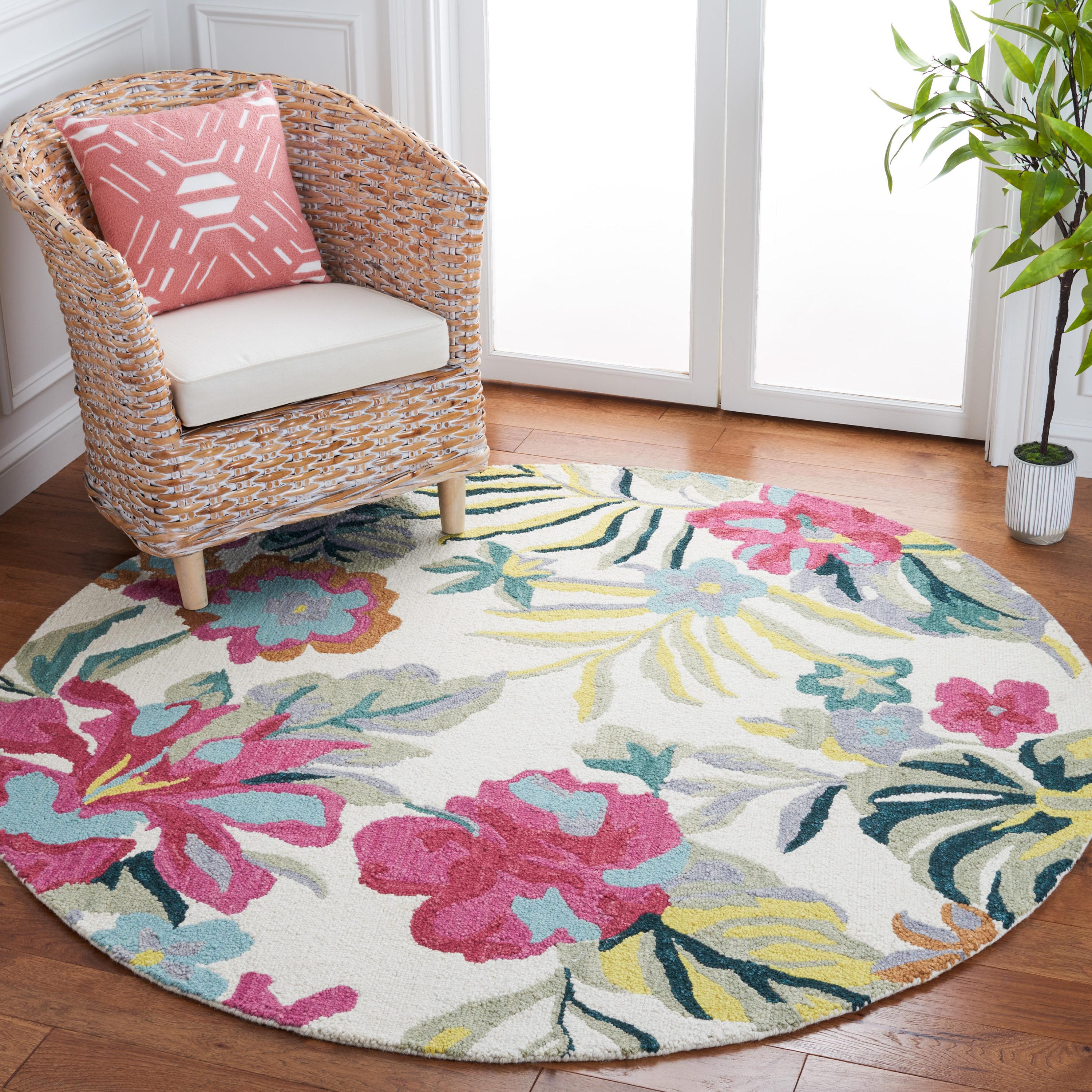 Jardin JAR151 Hand Tufted Area Rug - Ivory/Pink - 6' Round - Safavieh