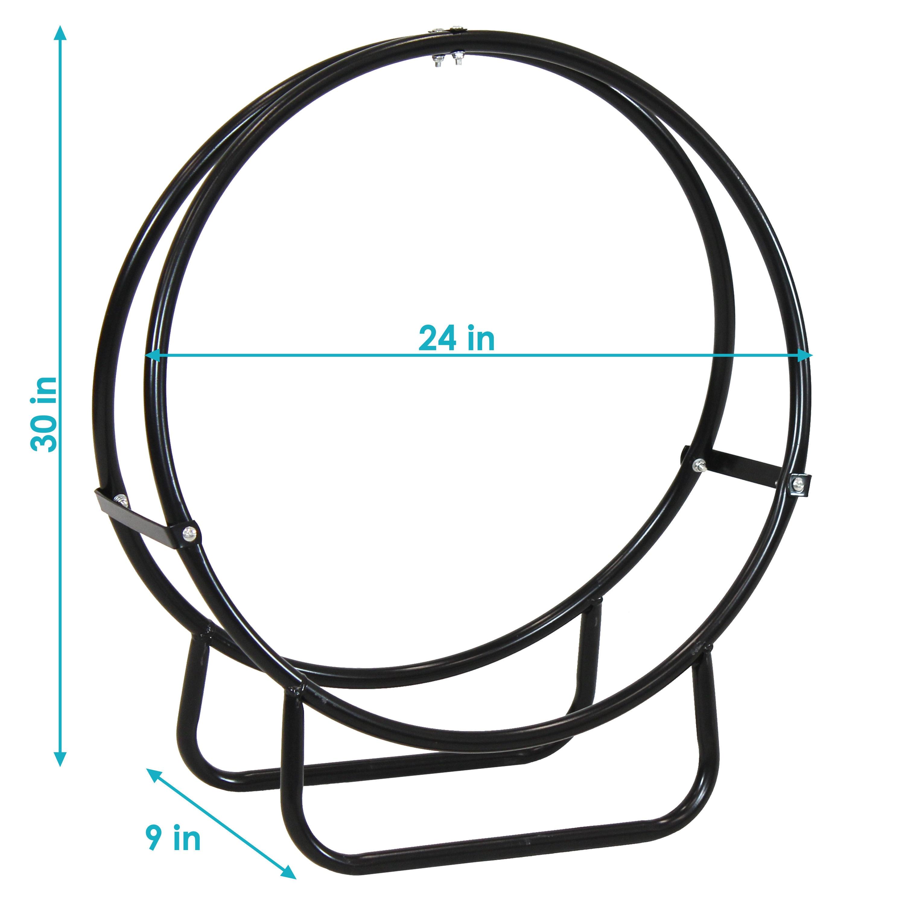 SunnyDaze Decor Indoor or Outdoor Tubular Steel Hoop Firewood Log Holder