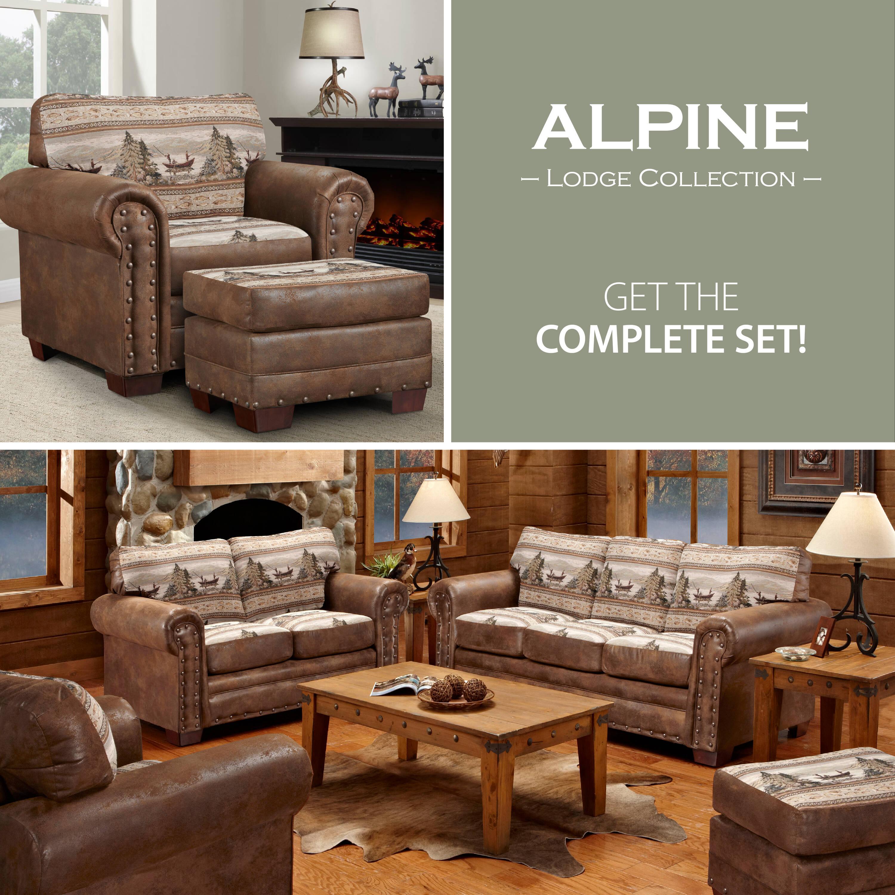 American Furniture Classics 26.5" Microfiber Alpine Lodge Ottoman in Brown