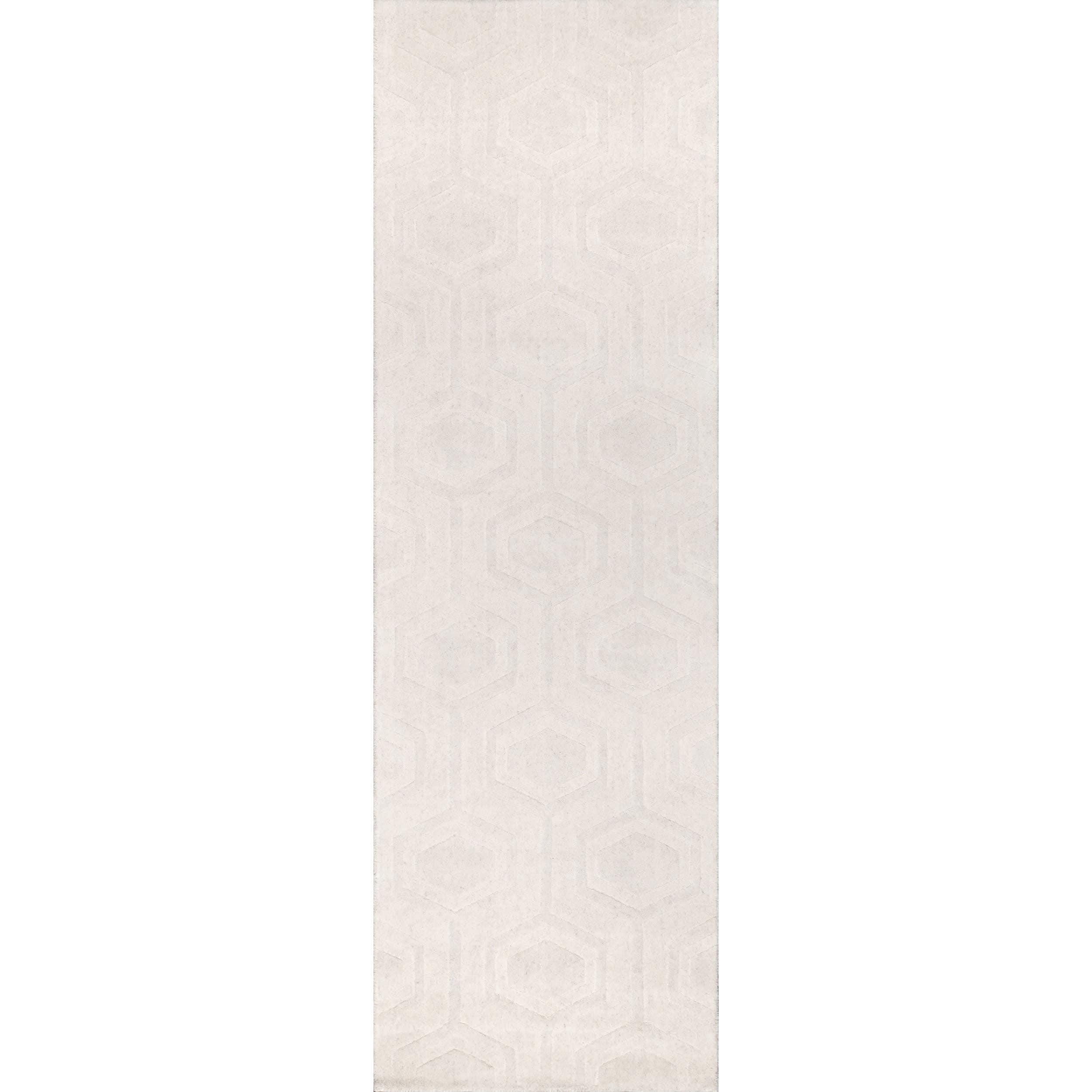Nuloom Ambrose Geometric 2x8 Wool Runner Indoor Area Rug for Living Room Bedroom Dining Room Entryway Hallway Kitchen, Ivory