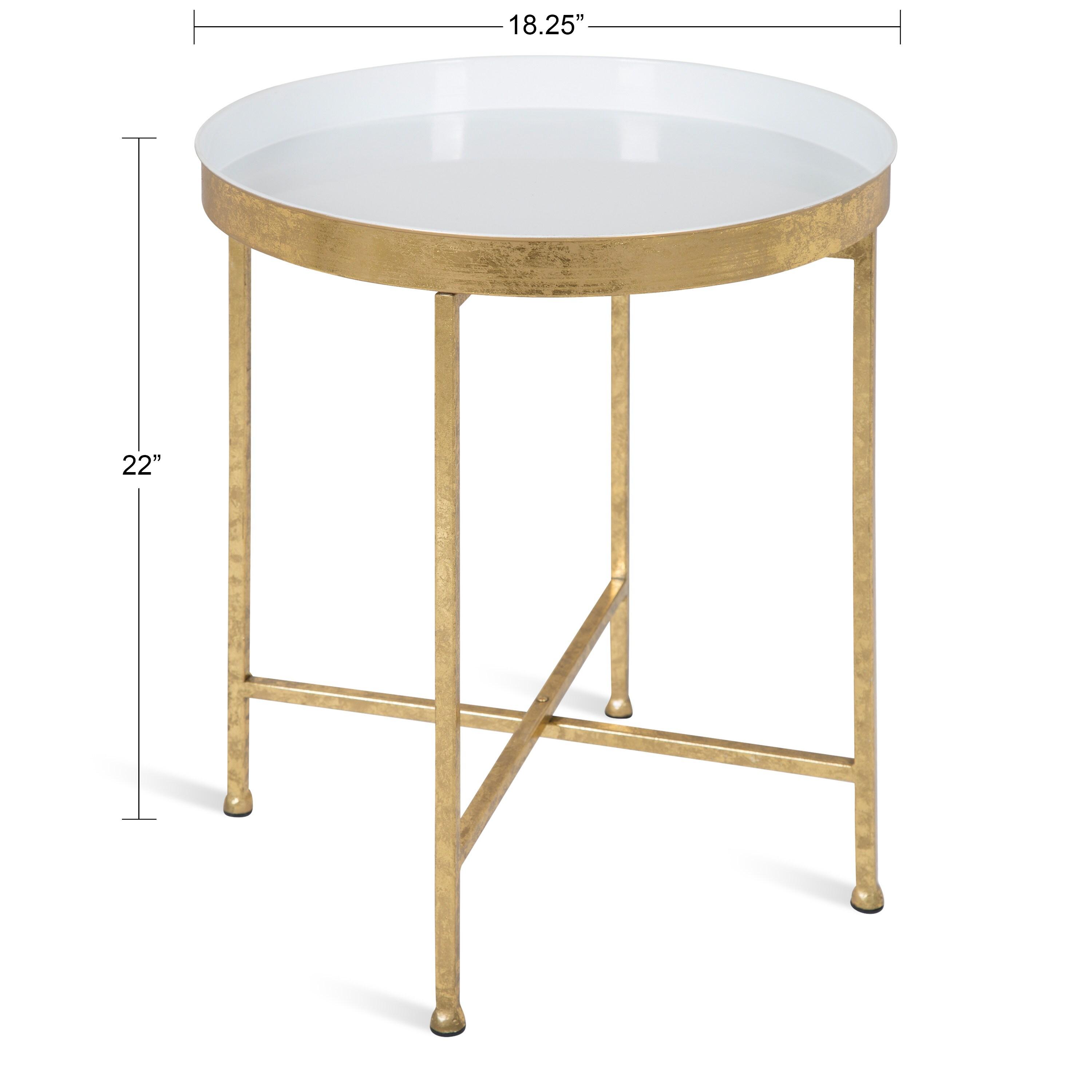 Kate and Laurel Celia Round Metal Side Table, 18.25x18.25x22, White and Gold