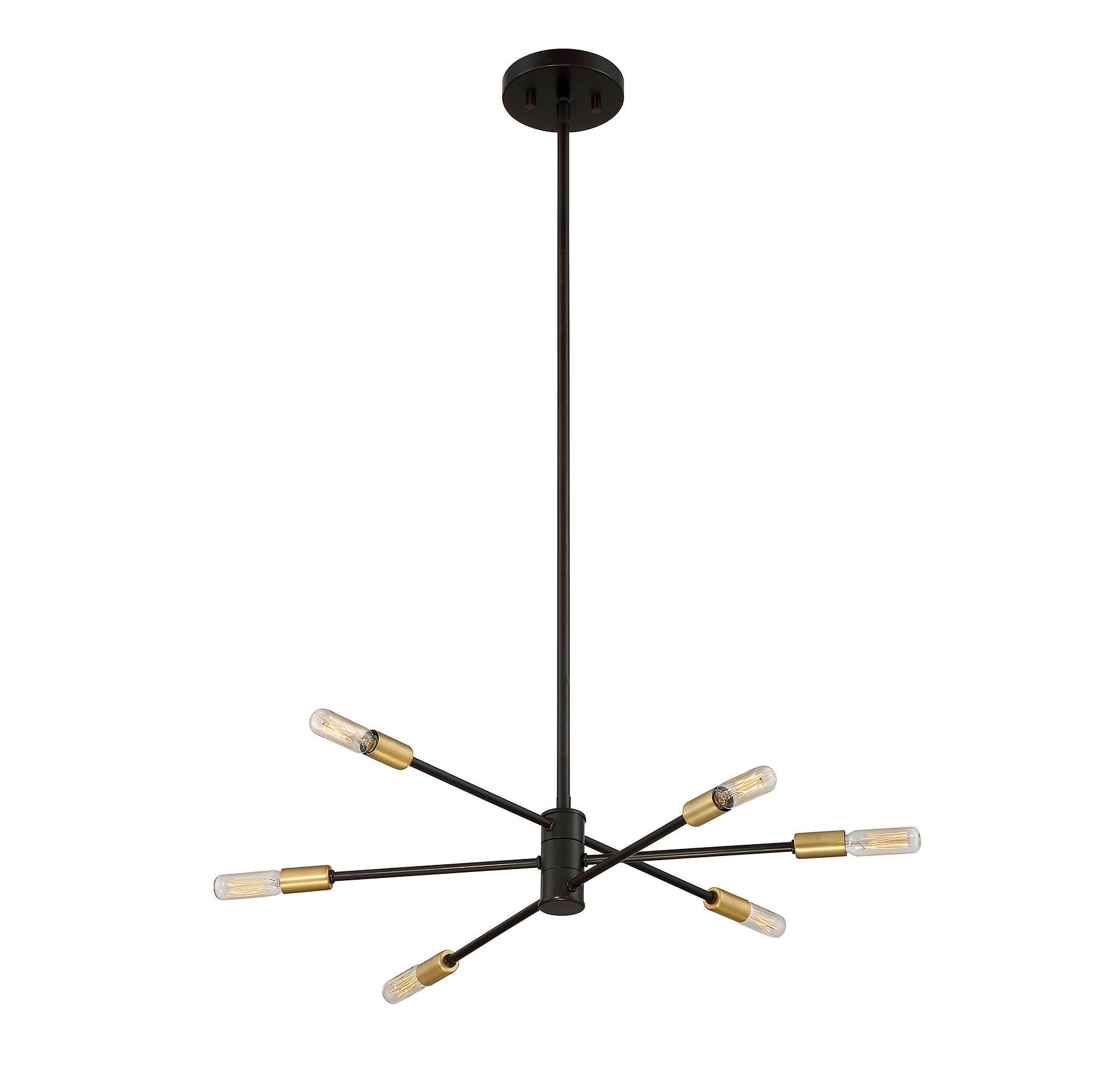 6 Light Chandelier In Industrial Style-7 Inches Tall And 21.75 Inches Wide-Bronze/Brass Finish    -Traditional Installation Savoy House 1-7000-6-77