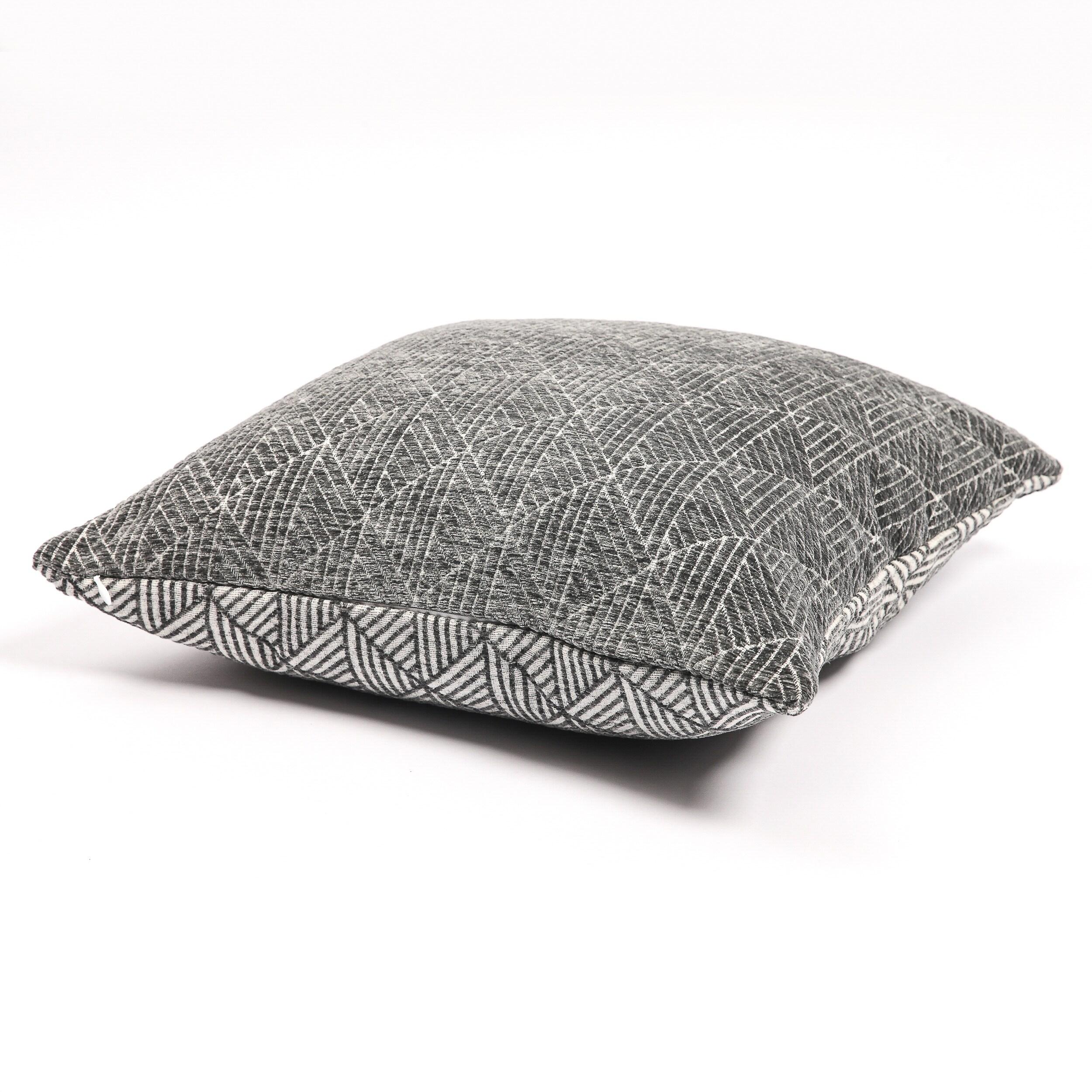 Freshmint Logan Reversible Woven Geometric Chenille Assent Pillow 18"x18",Charcoal Gray,1 Pack