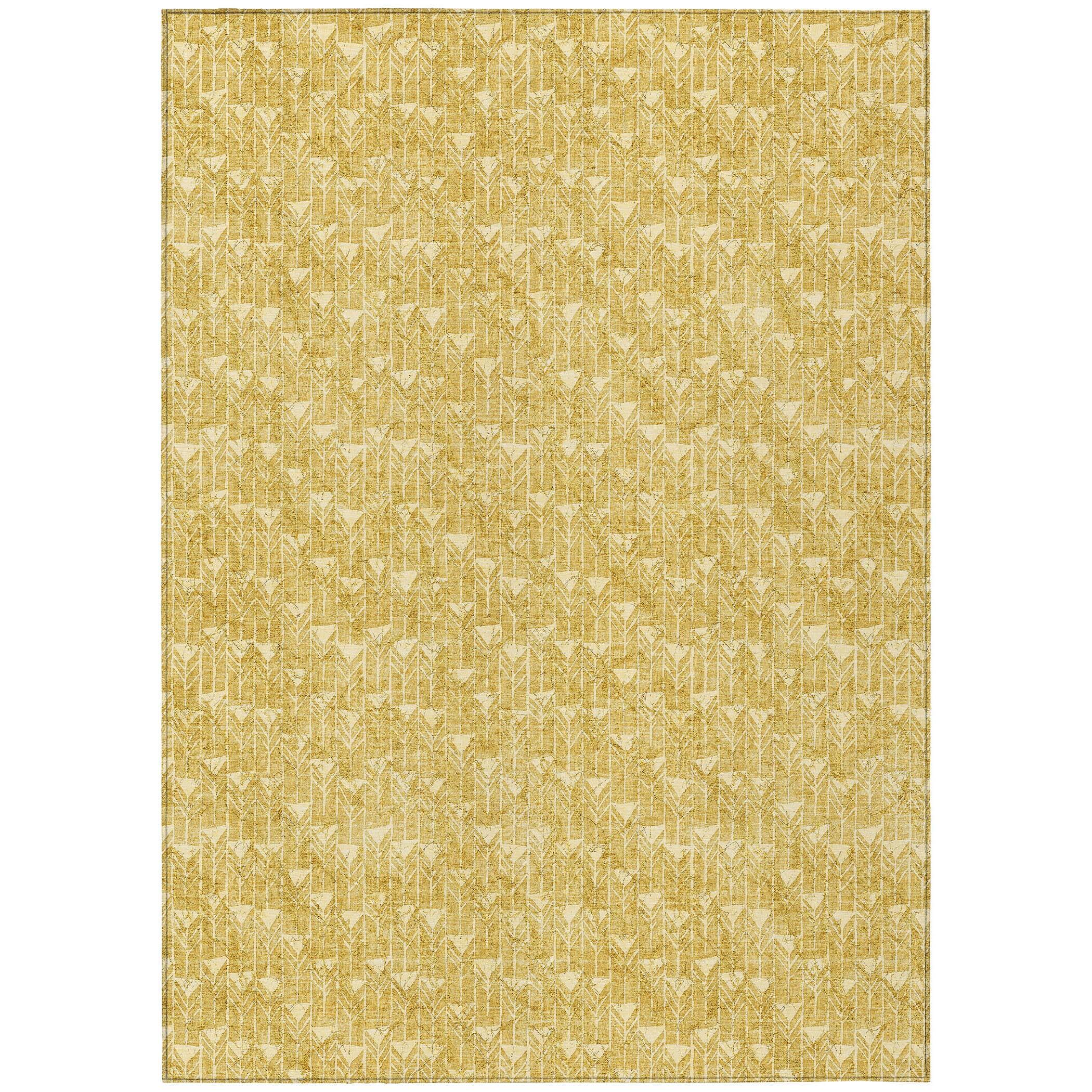 Gold Geometric 3x5 ft Washable Synthetic Area Rug