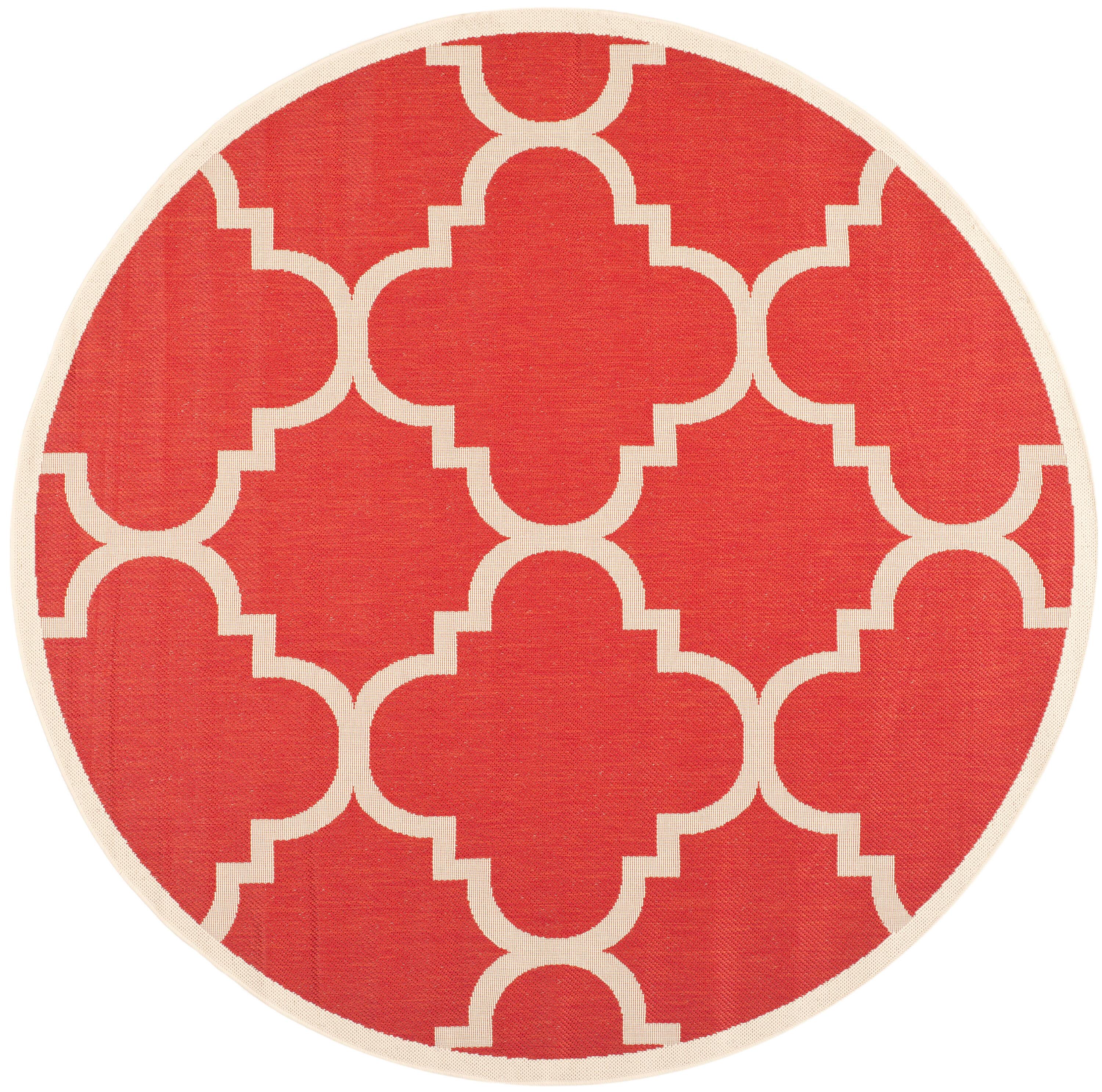 Courtyard CY6243 Power Loomed Indoor and Outdoor Area Rug - Red - 5'3" Round - Safavieh