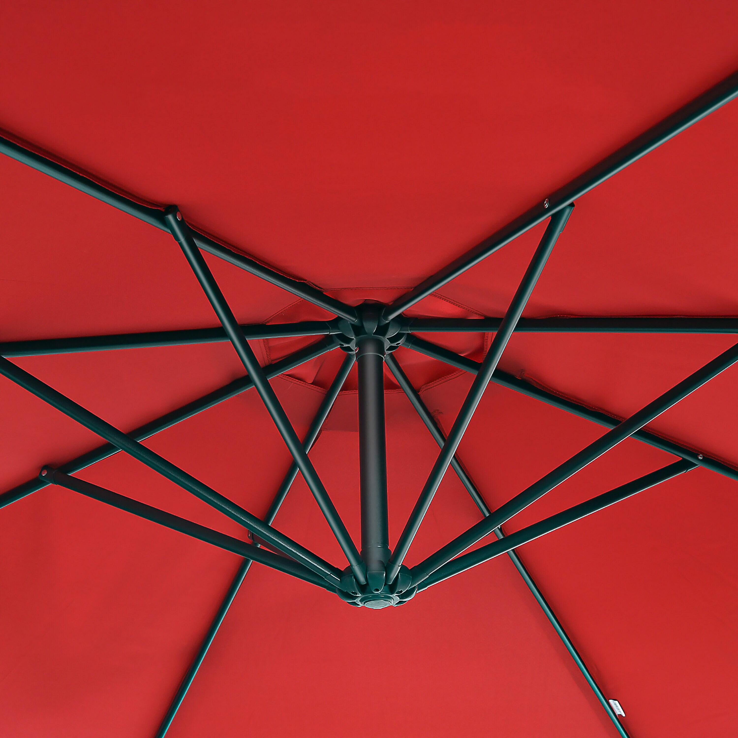 Costway  10 FT Patio Offset Umbrella w/8 Ribs Cross Base Tilt Claret